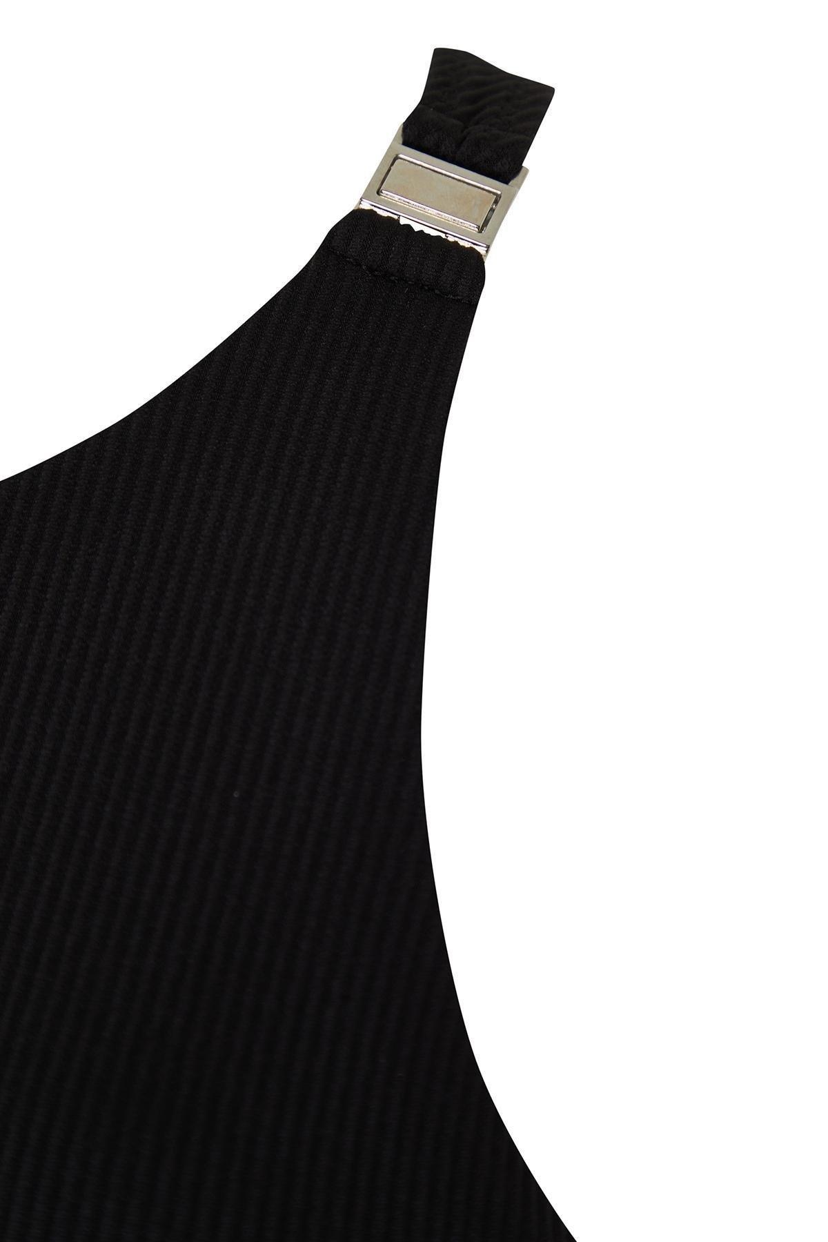 Trendyol - Black Halter Neck Textured Swimsuit