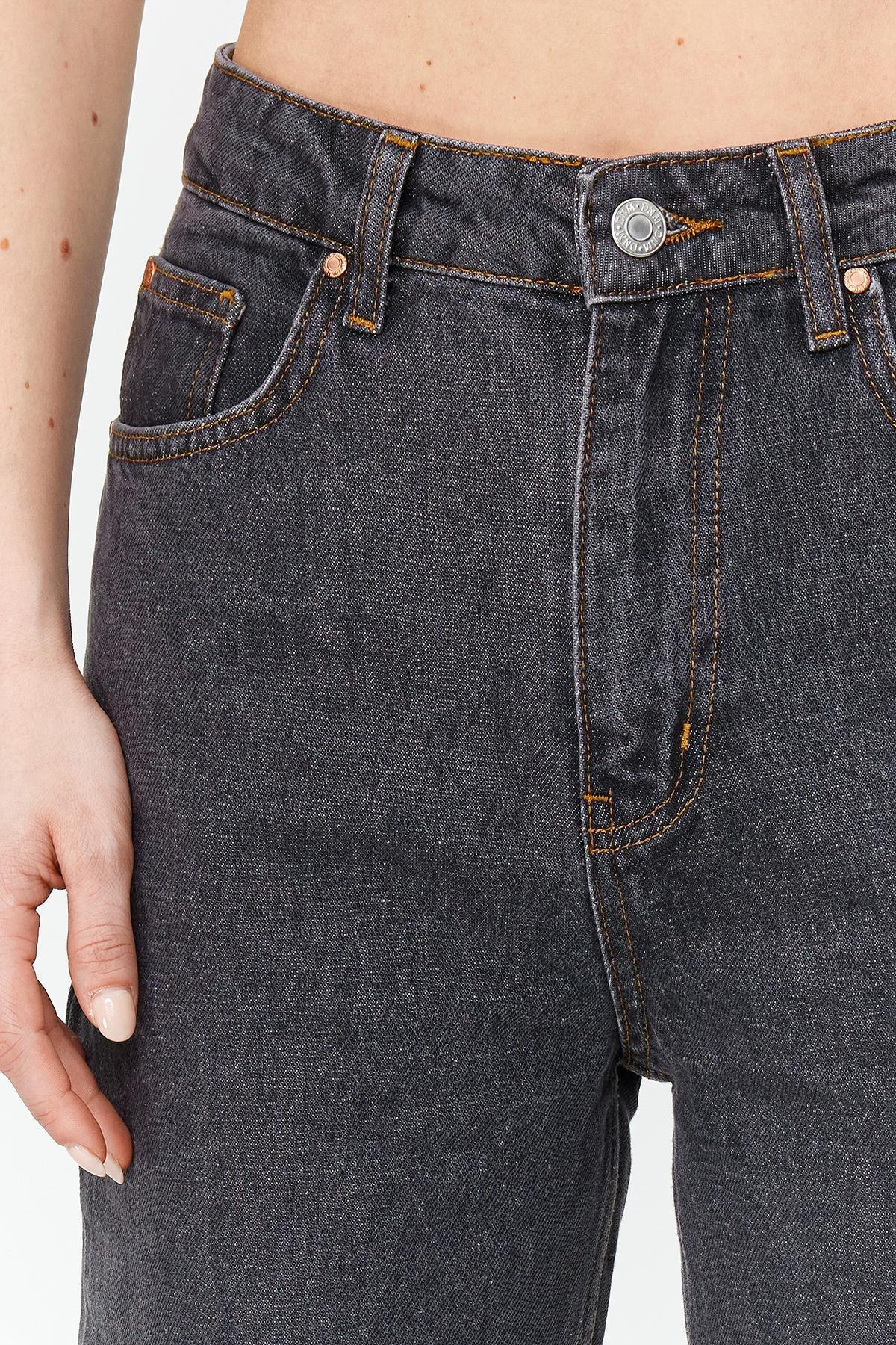 Black High Waist Wide Leg Jeans, BLACK, large image number 4