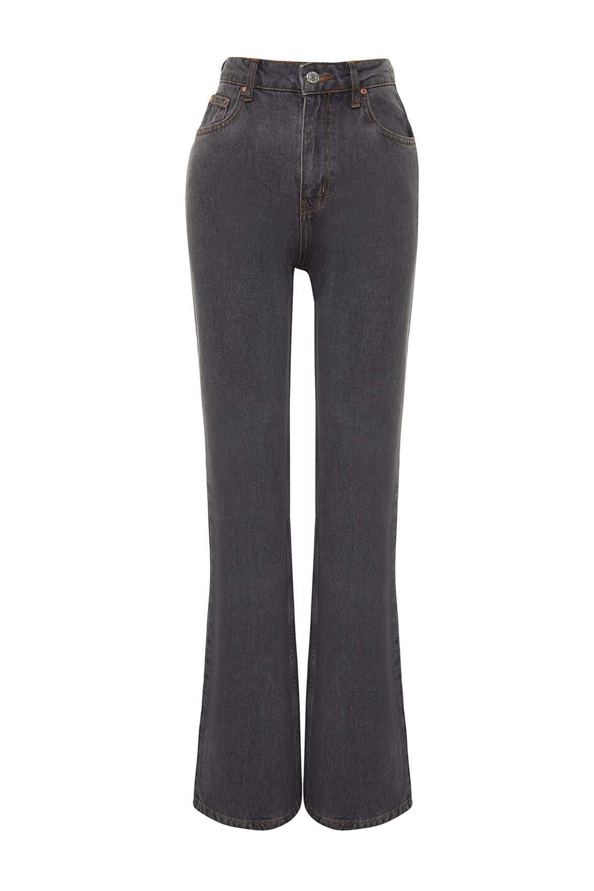 Black High Waist Wide Leg Jeans, BLACK, large image number 5