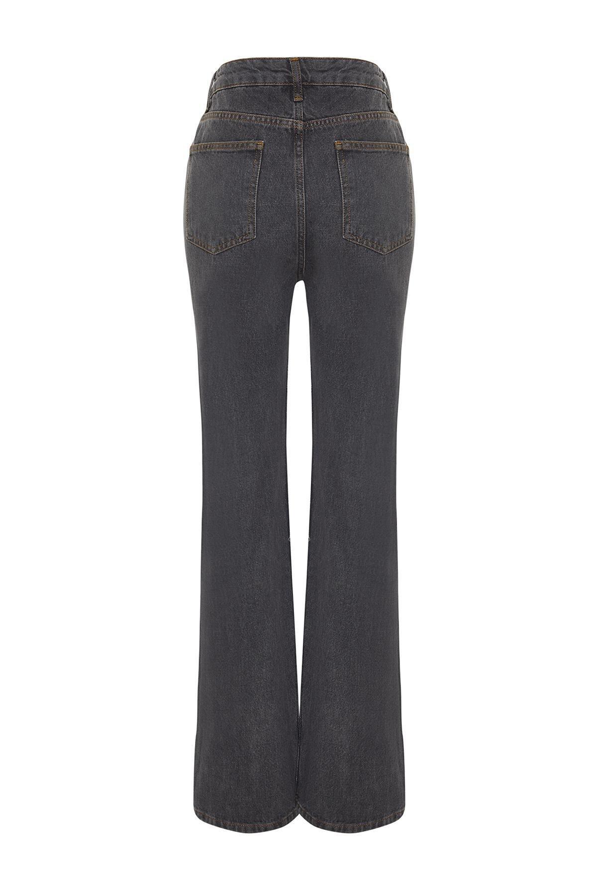 Black High Waist Wide Leg Jeans, BLACK, large image number 6