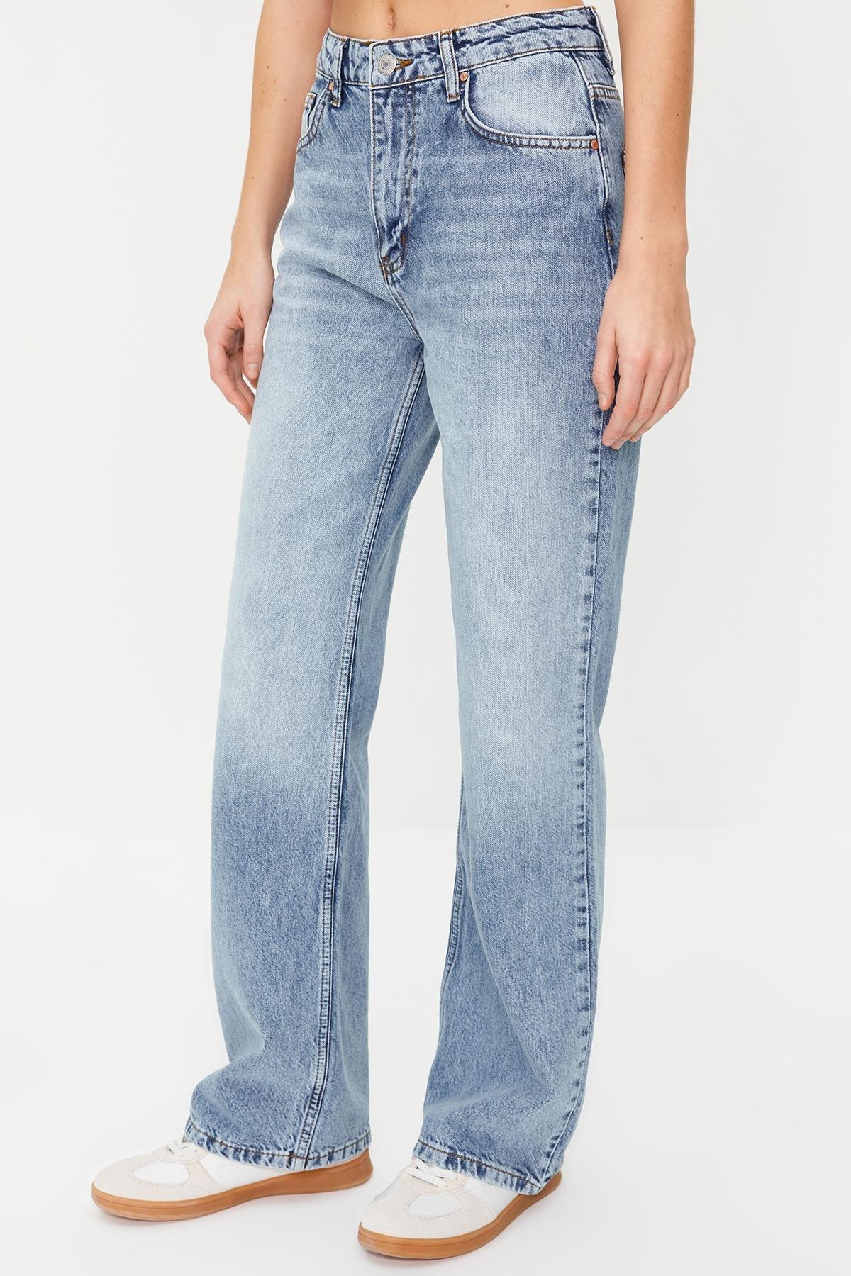 Blue Wide Leg Jeans, LIGHT BLUE, large image number 3