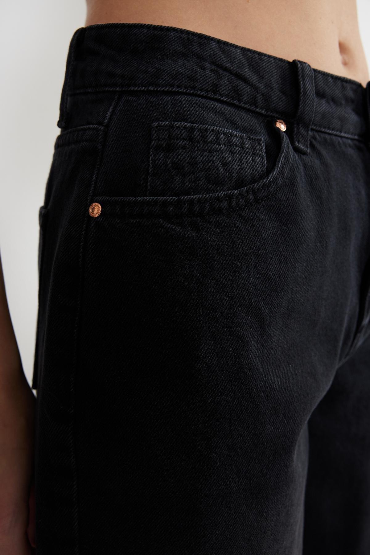 Black High Waist Denim Shorts, , large image number 4