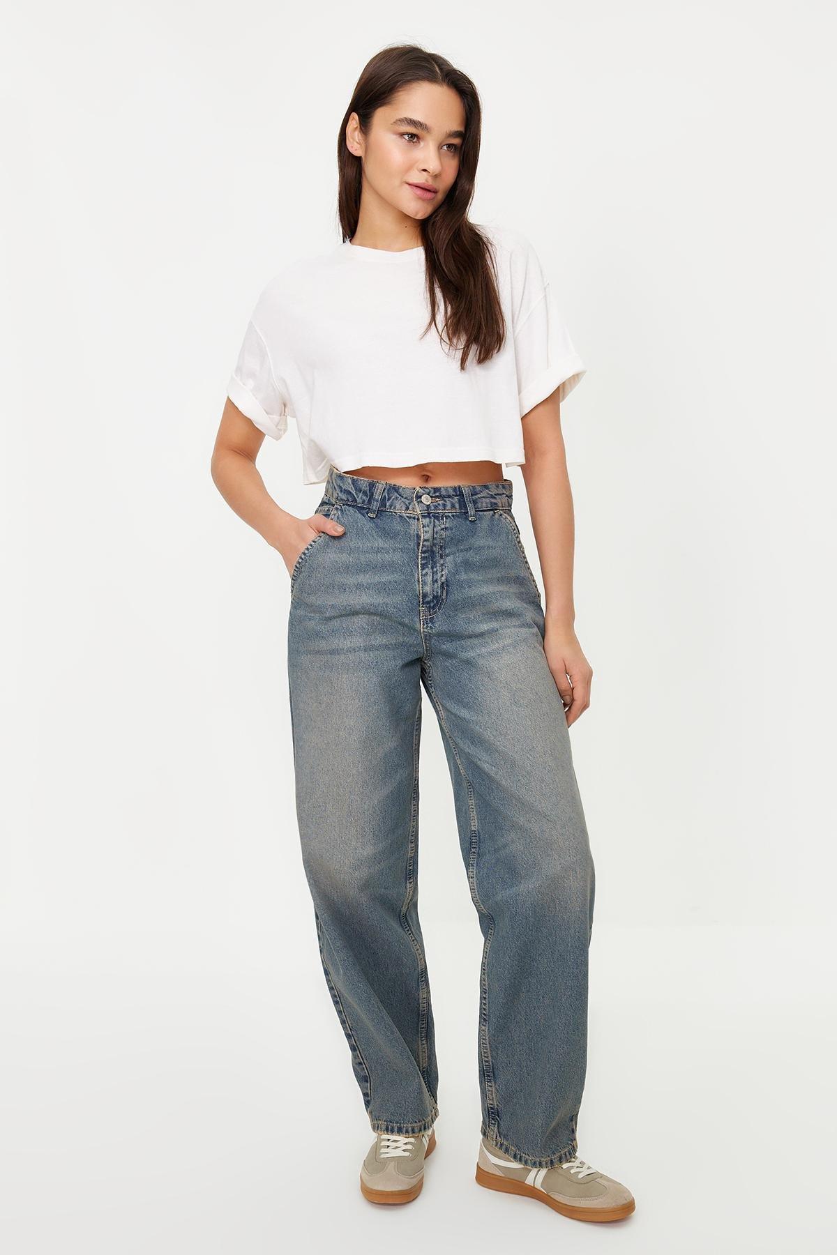 Blue Faded Effect Vintage Jeans, , large image number 0