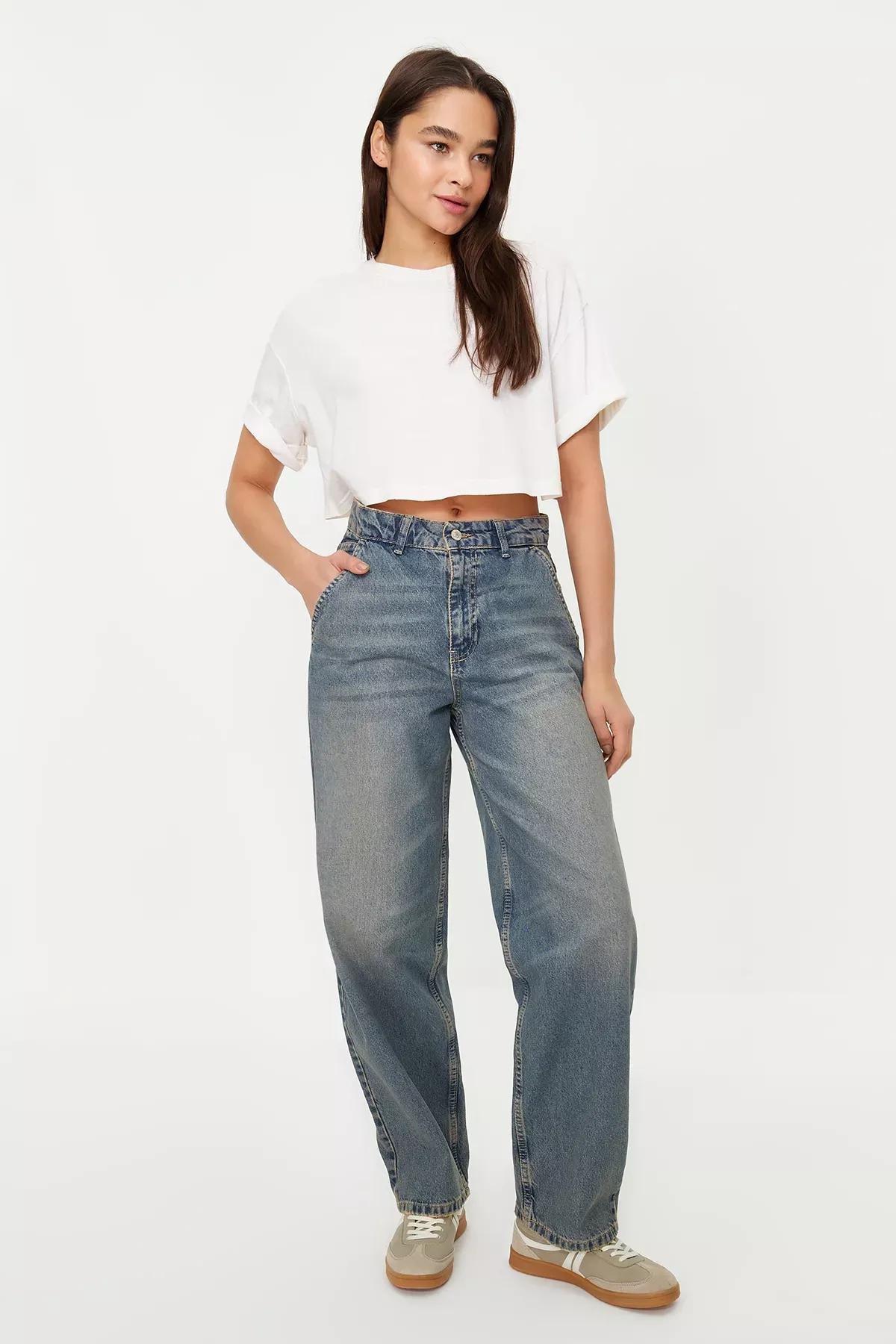 Blue Faded Effect Vintage Jeans, , large image number 0