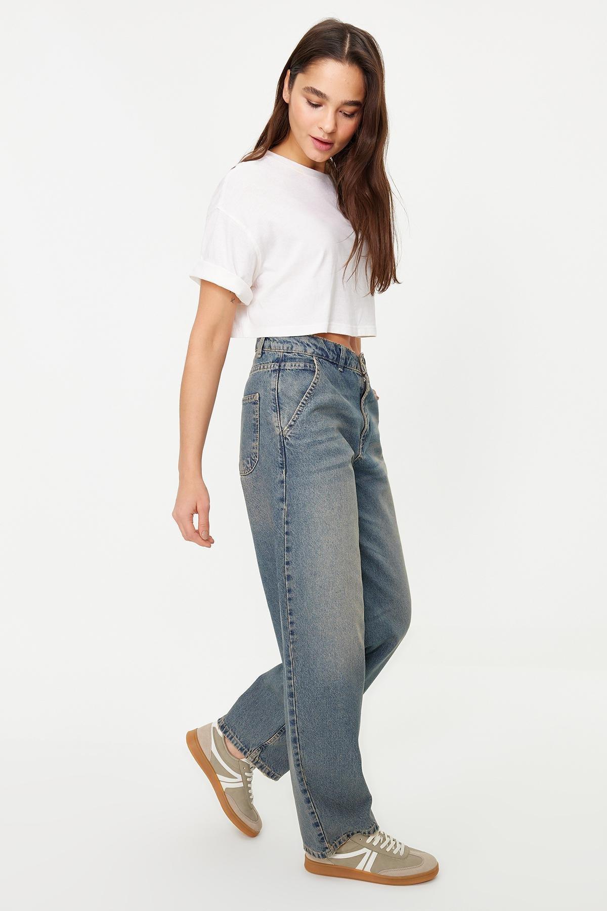 Blue Faded Effect Vintage Jeans, , large image number 2