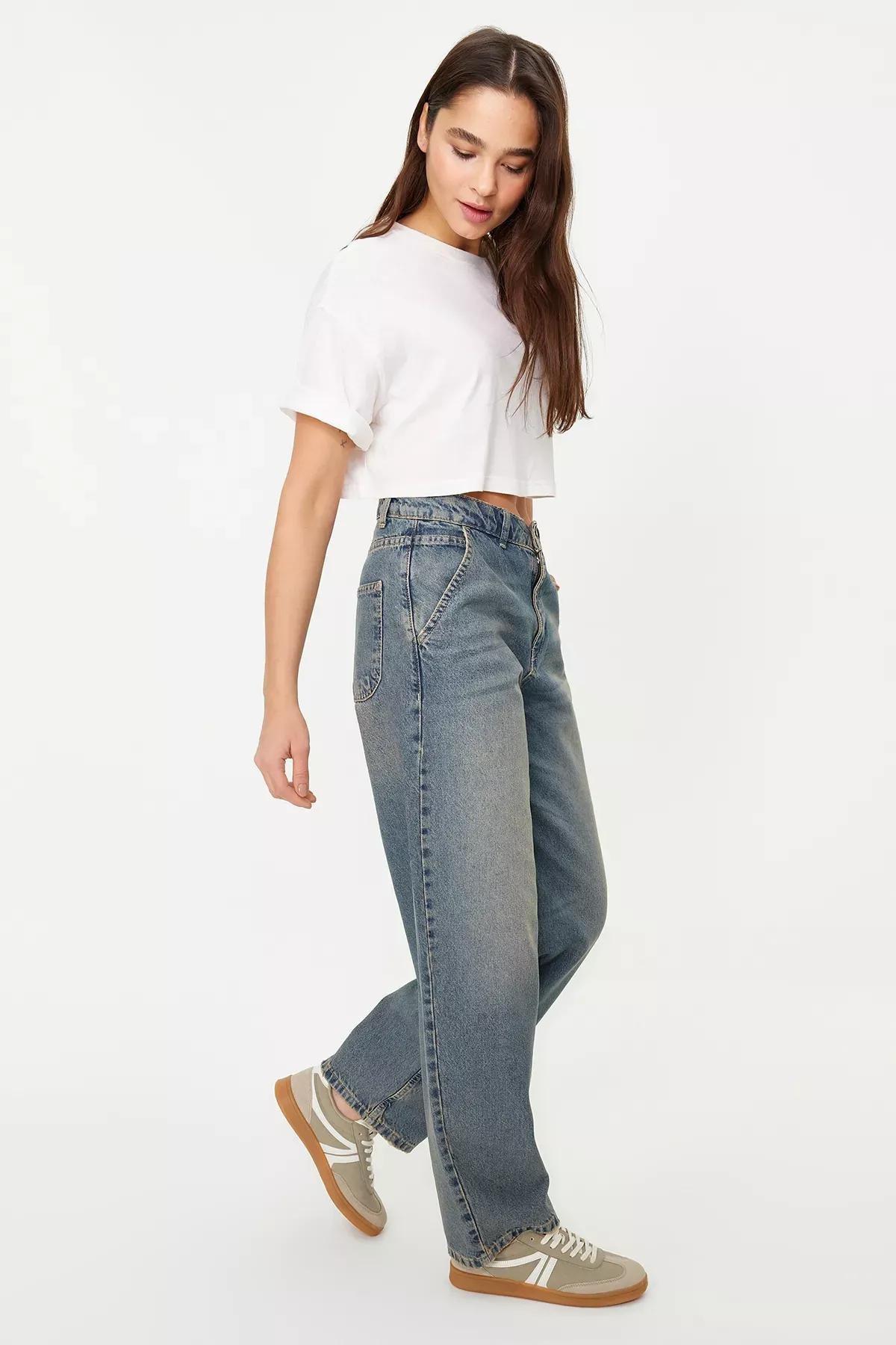 Blue Faded Effect Vintage Jeans, , large image number 2