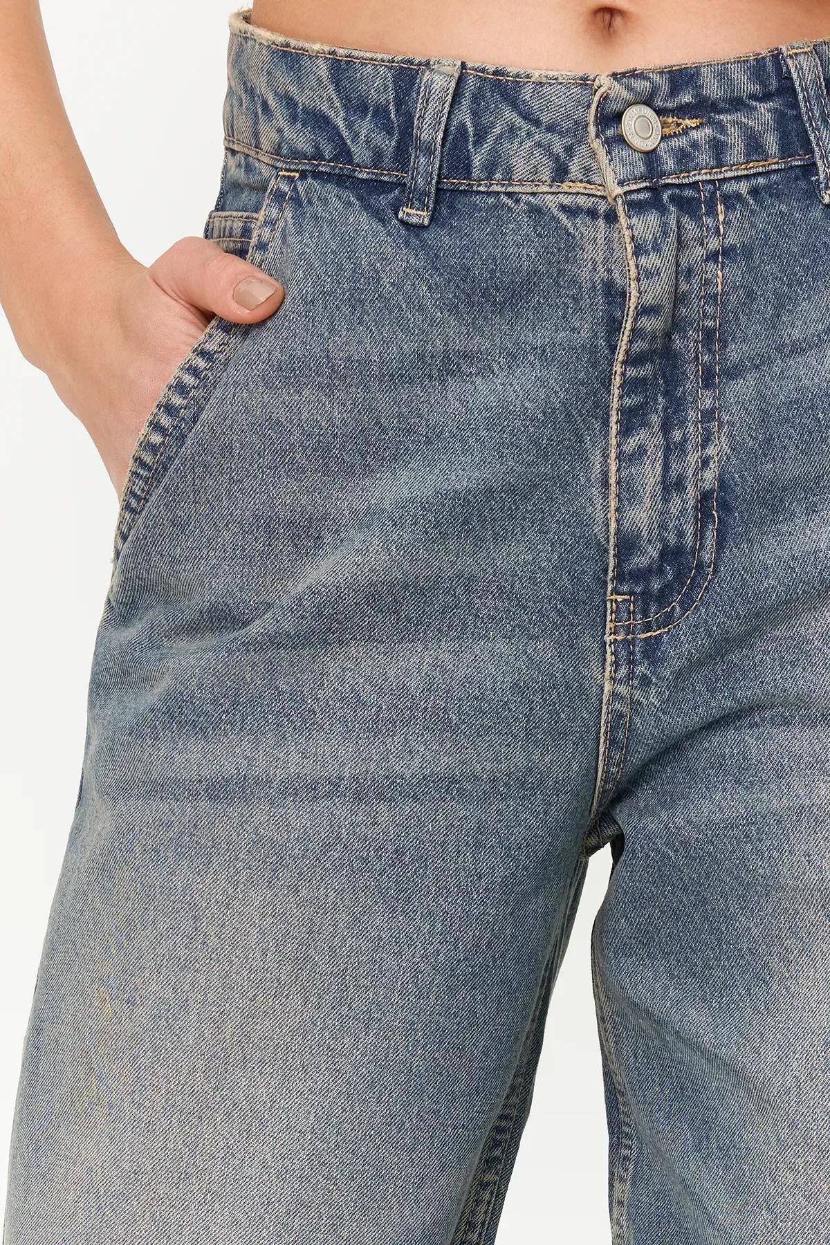 Blue Faded Effect Vintage Jeans, Blue, large image number 3