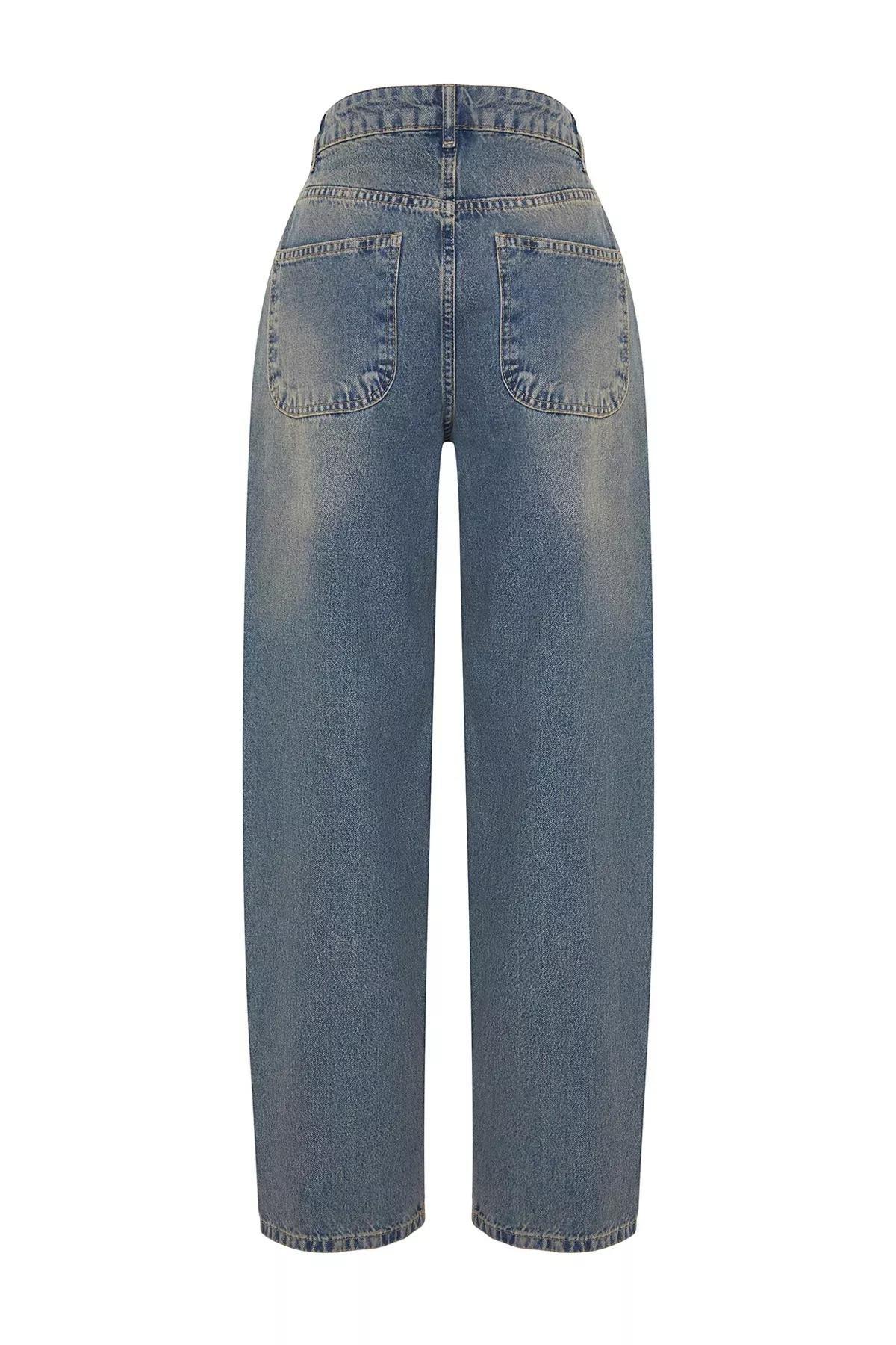 Blue Faded Effect Vintage Jeans, Blue, large image number 6