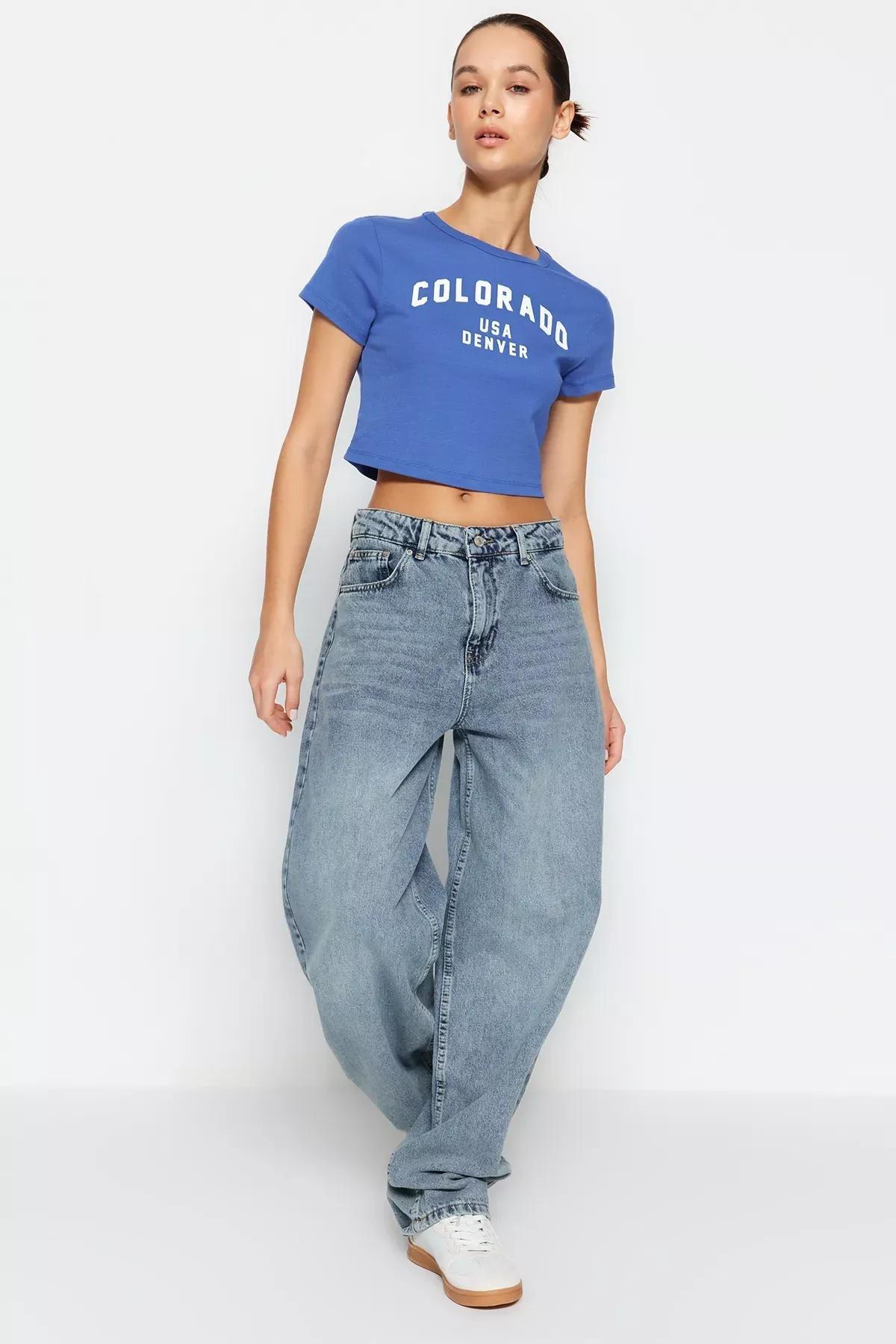 Blue Low Waist Skater Jeans, Blue, large image number 1