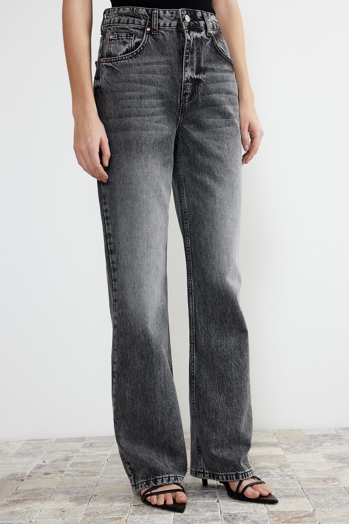 Grey High Waist Wide Leg Jeans, , large image number 3
