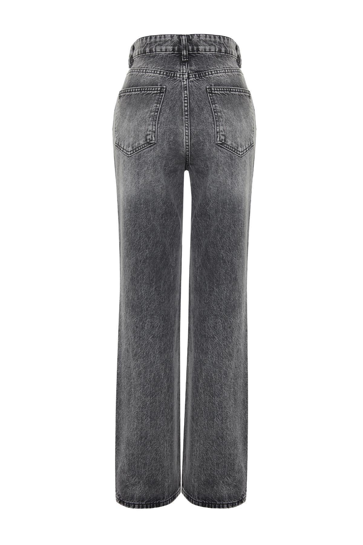 Grey High Waist Wide Leg Jeans, , large image number 5