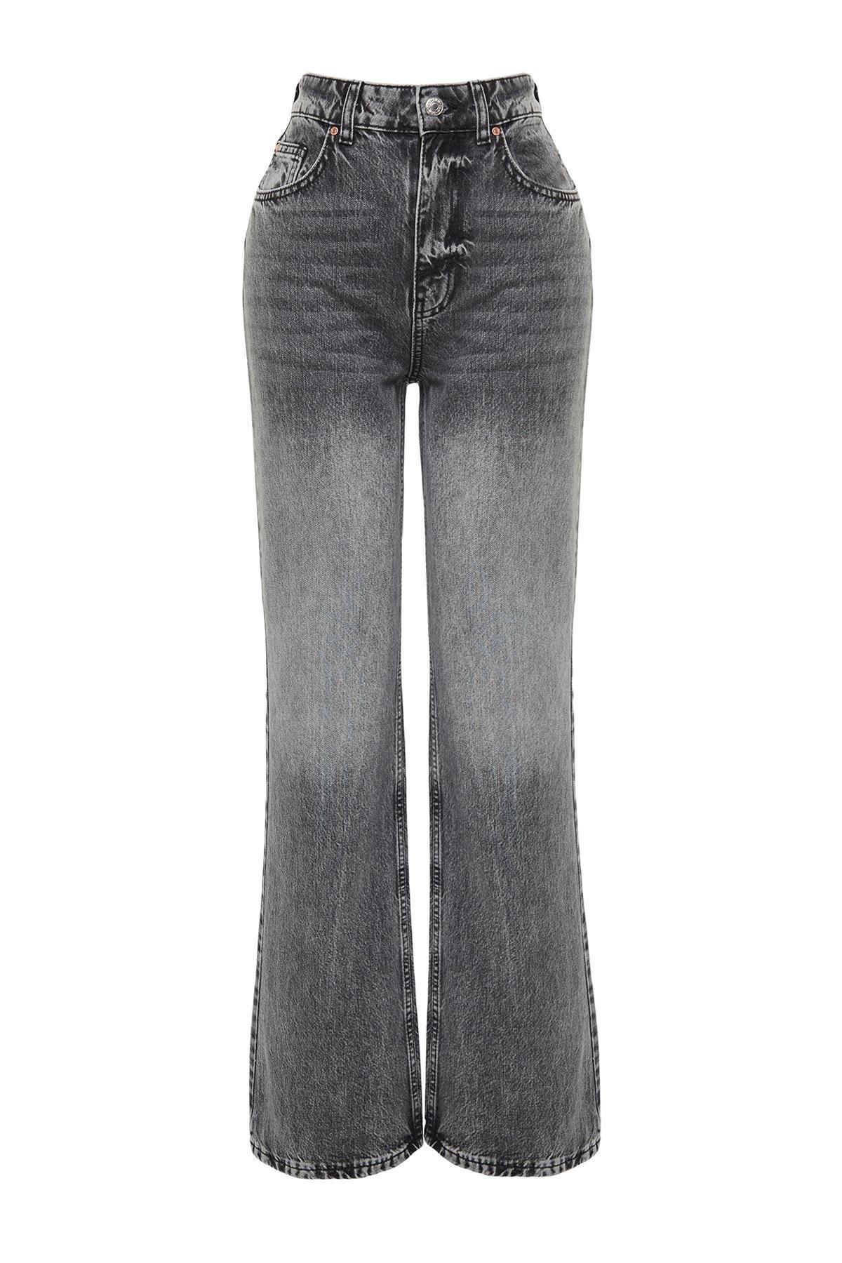 Grey High Waist Wide Leg Jeans, , large image number 6