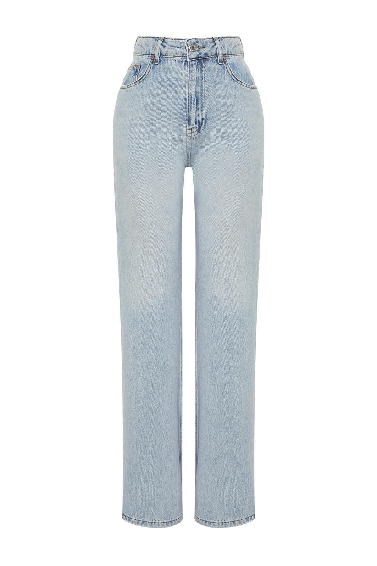 Blue Pale Effect Vintage Wide Leg Jeans, , large image number 5