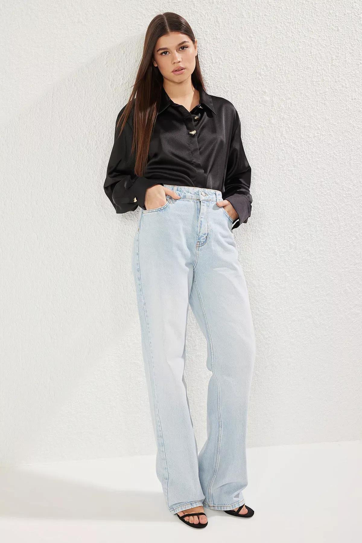 Light Blue Wide Leg Jeans, , large image number 1