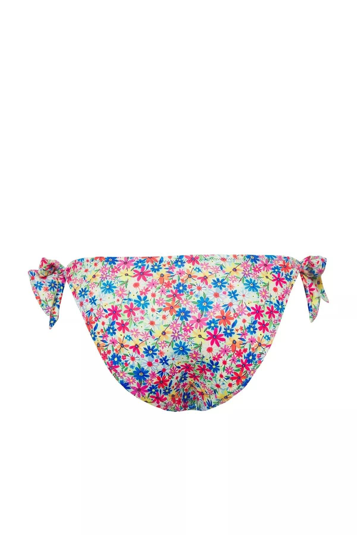 Multicolour Floral Tied Brazilian Bikini Bottom, C101_7382, large image number 6