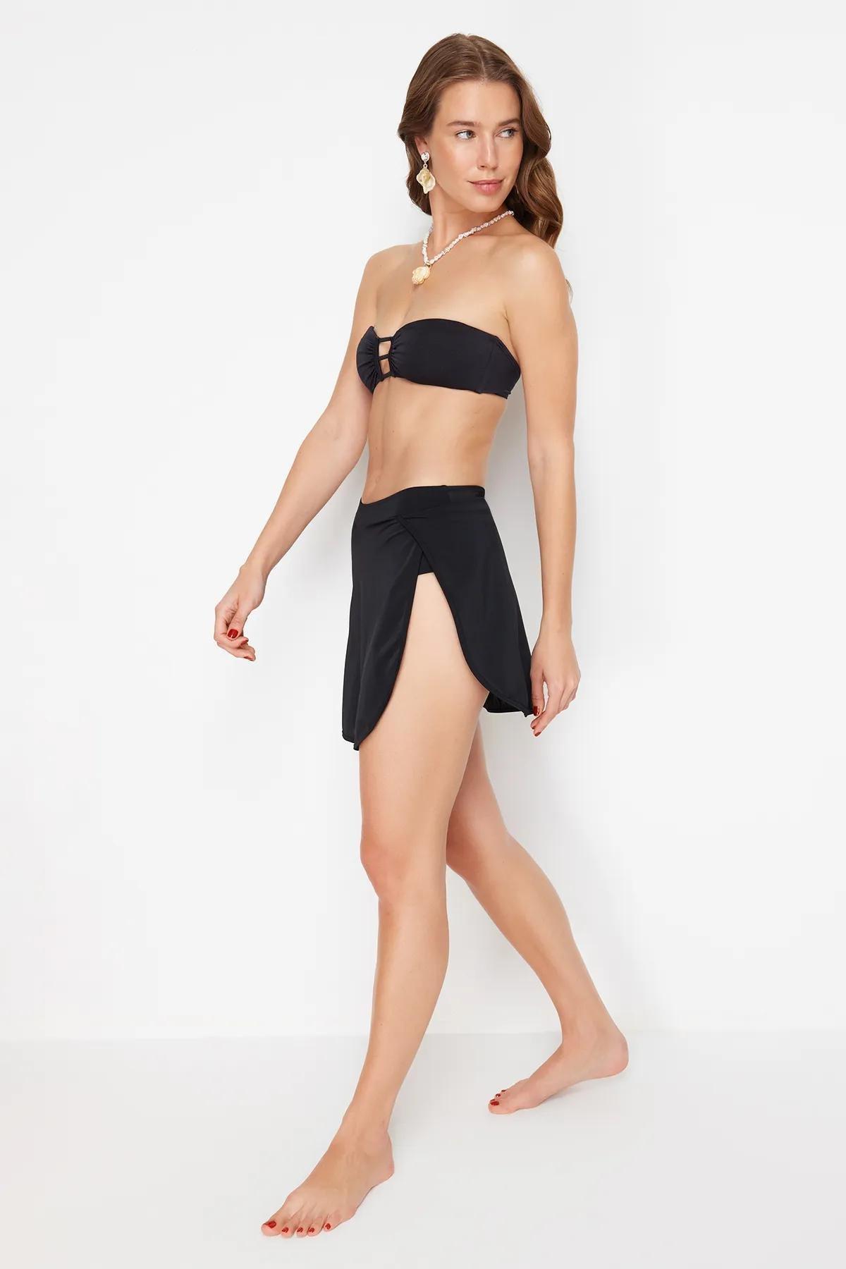 Black Skirted Regular Bikini Bottom, , large image number 1