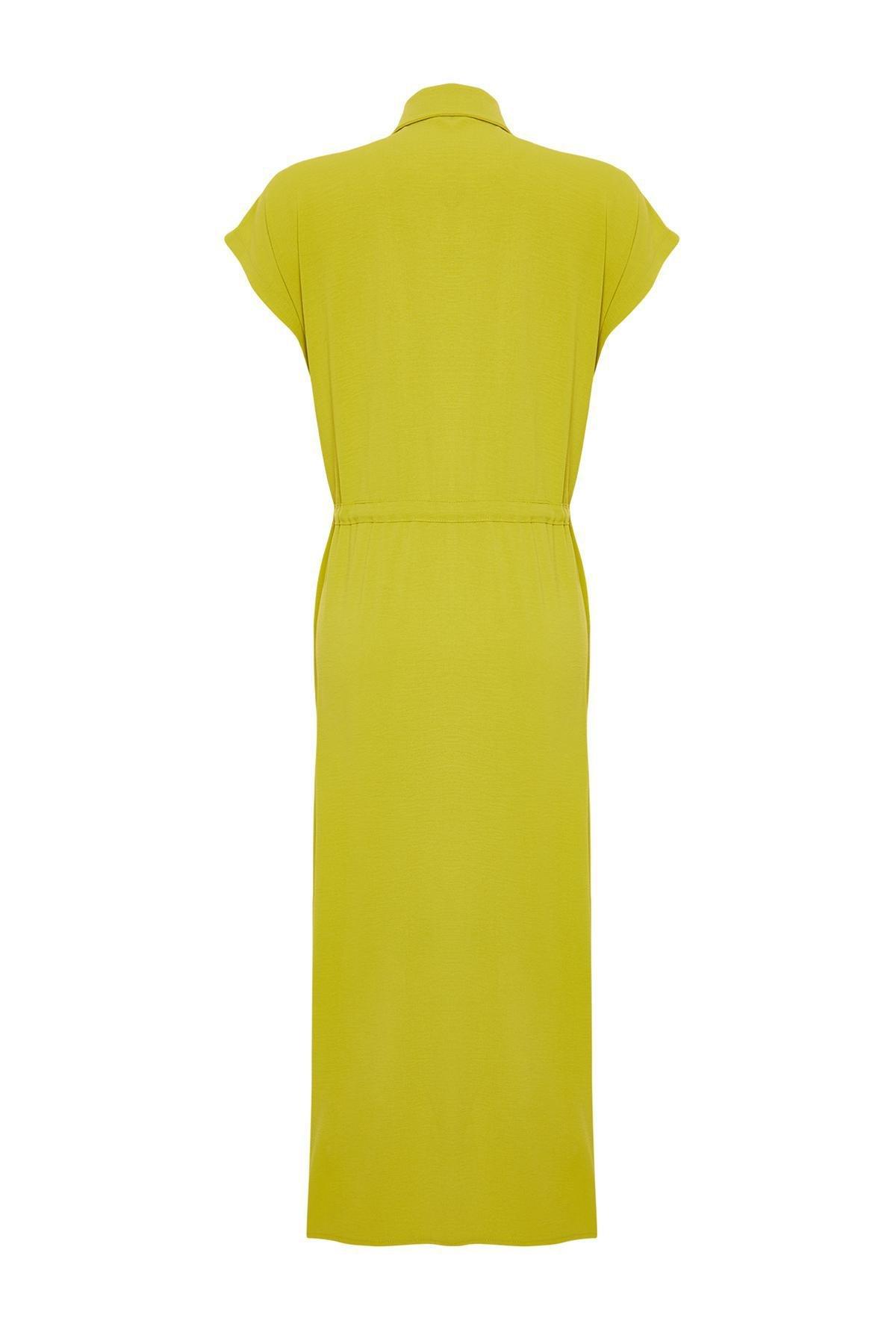 Green Pocket Detailed Midi Aerobin Woven Dress, , large image number 6