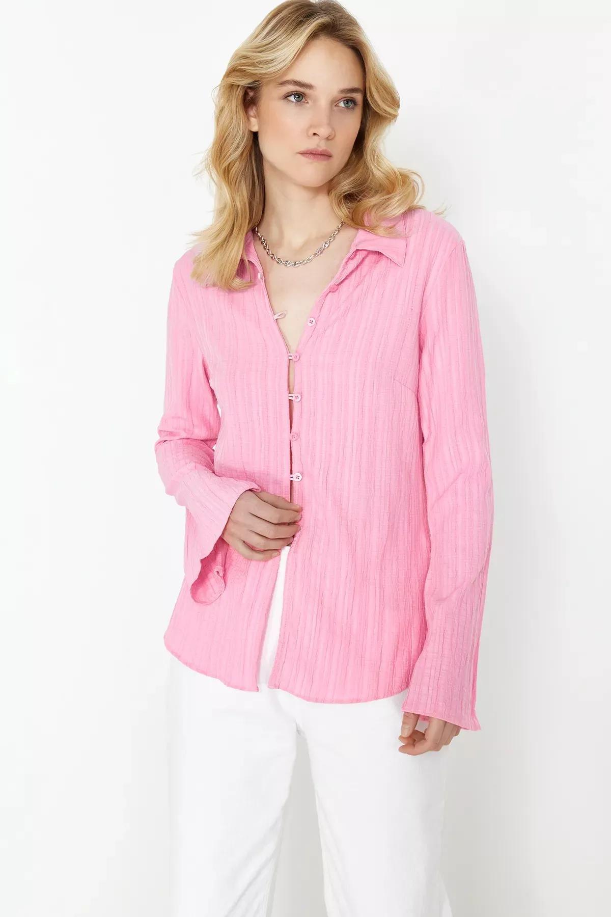 Light Pink Striped Button Down Shirt, , large image number 1