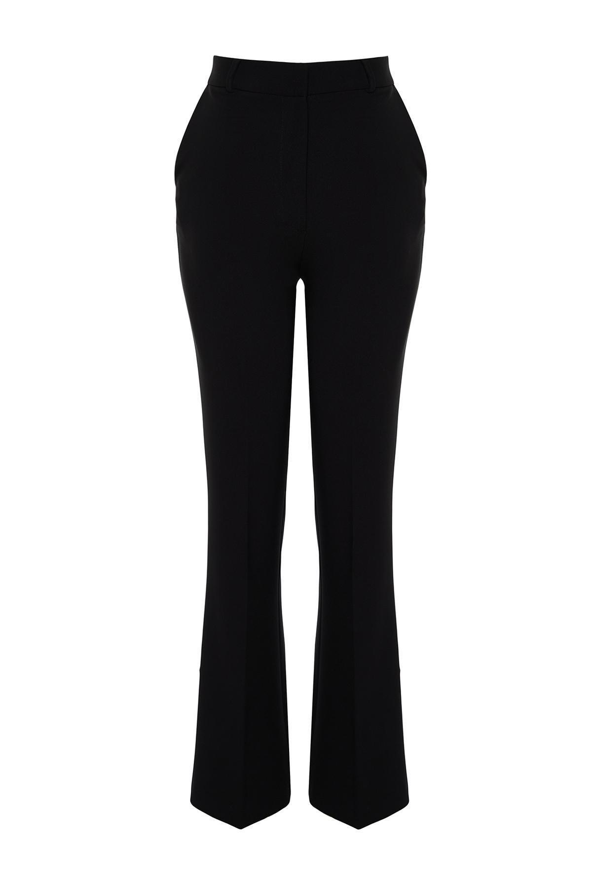 Black Bootcut Woven Trousers, , large image number 5