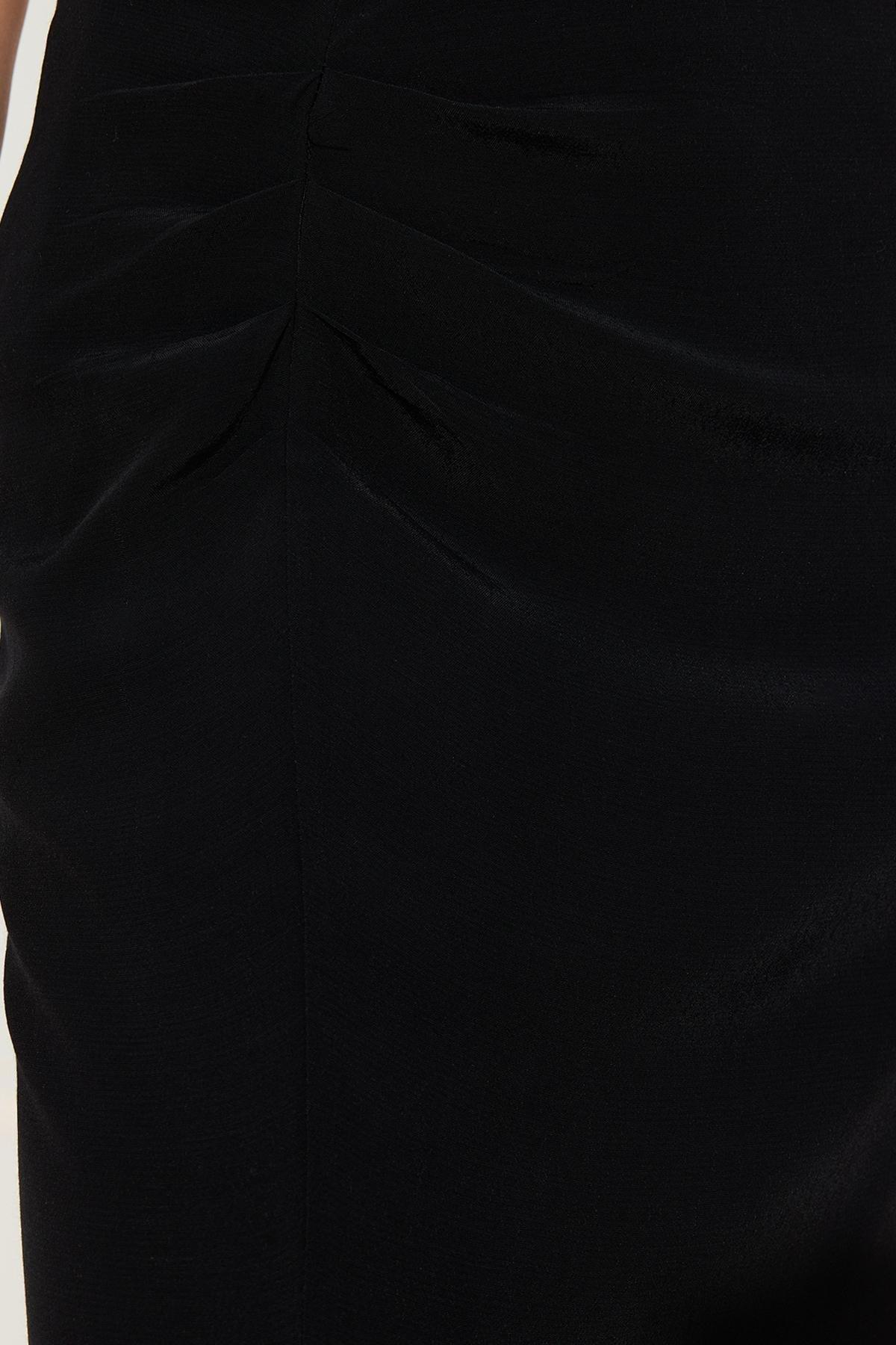 Black Slit Maxi Length Woven Skirt, , large image number 4