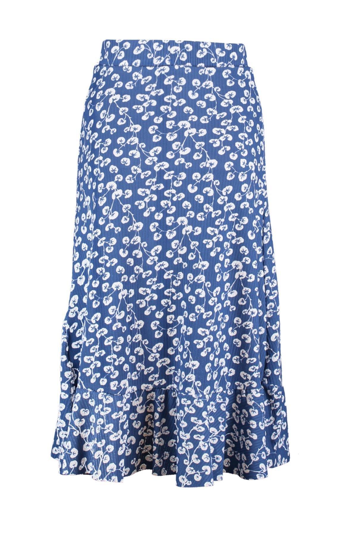 Blue A-Line Polka Dot Midi Skirt, , large image number 11