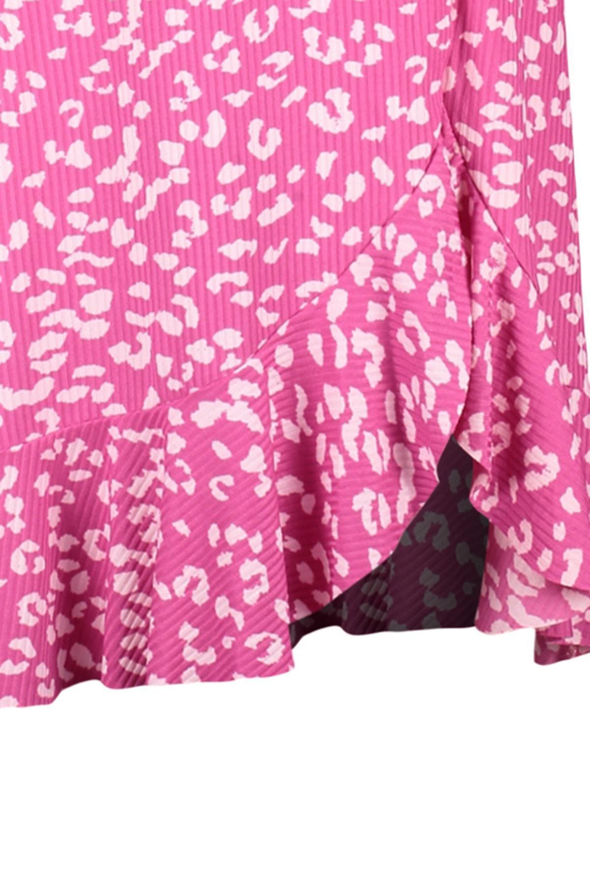 Pink Printed High-waist Midi, Elastic Knitted Skirt, , large image number 12
