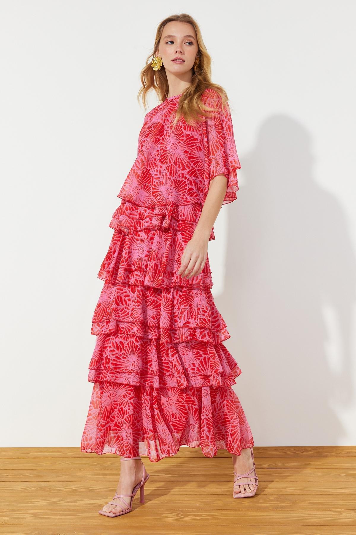 Pink Floral Skirt Layered Occasion Wear Dress, , large image number 0