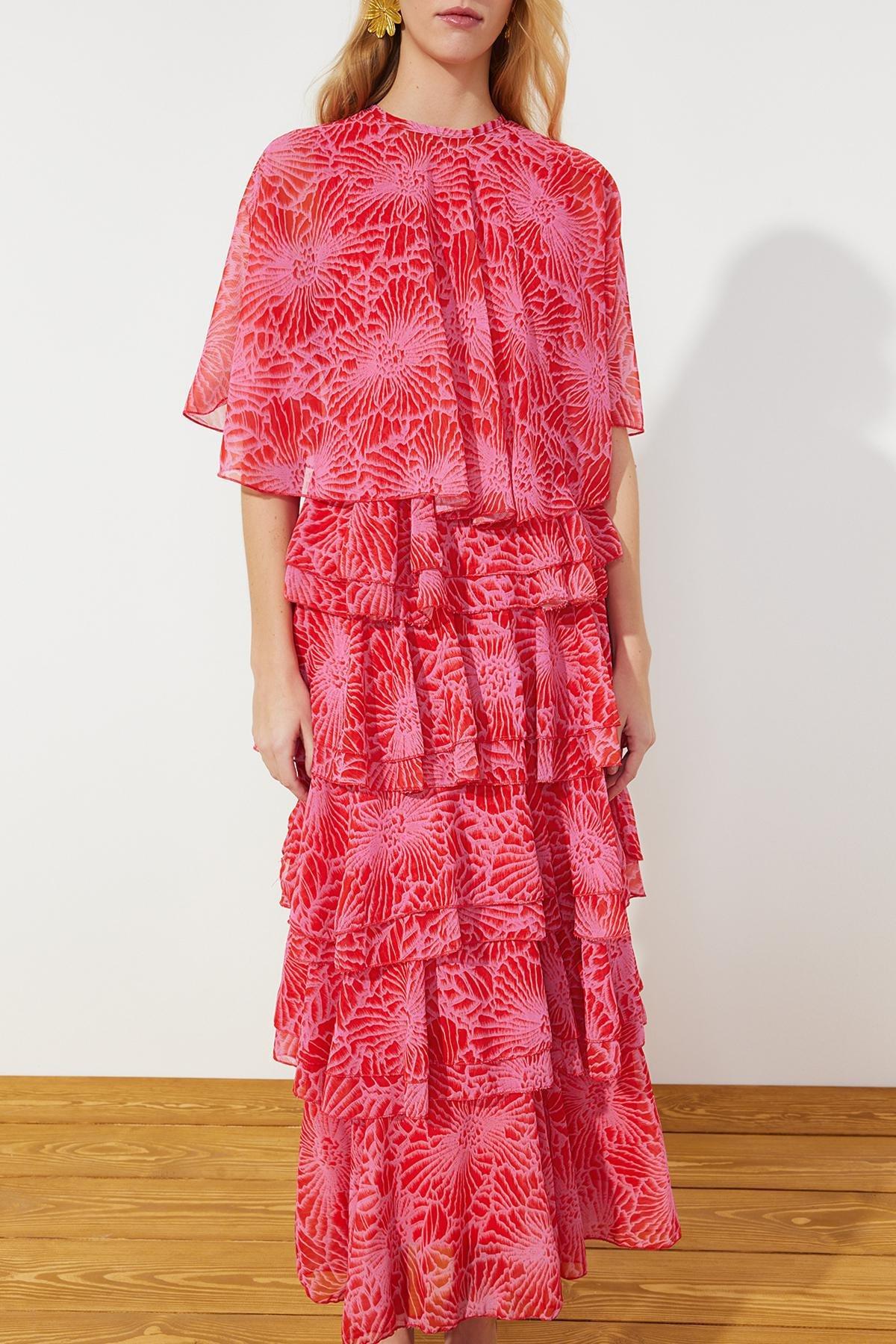 Pink Floral Skirt Layered Occasion Wear Dress, , large image number 1