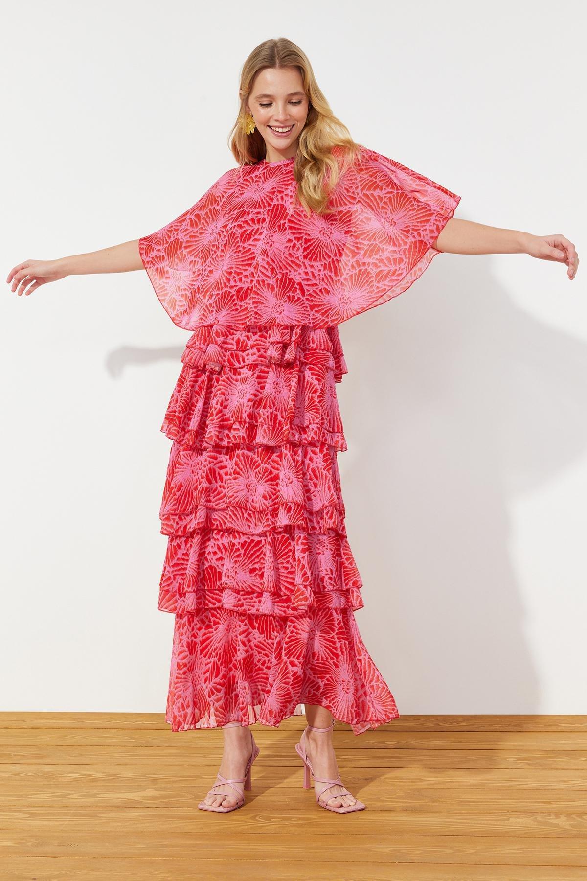 Pink Floral Skirt Layered Occasion Wear Dress, , large image number 3
