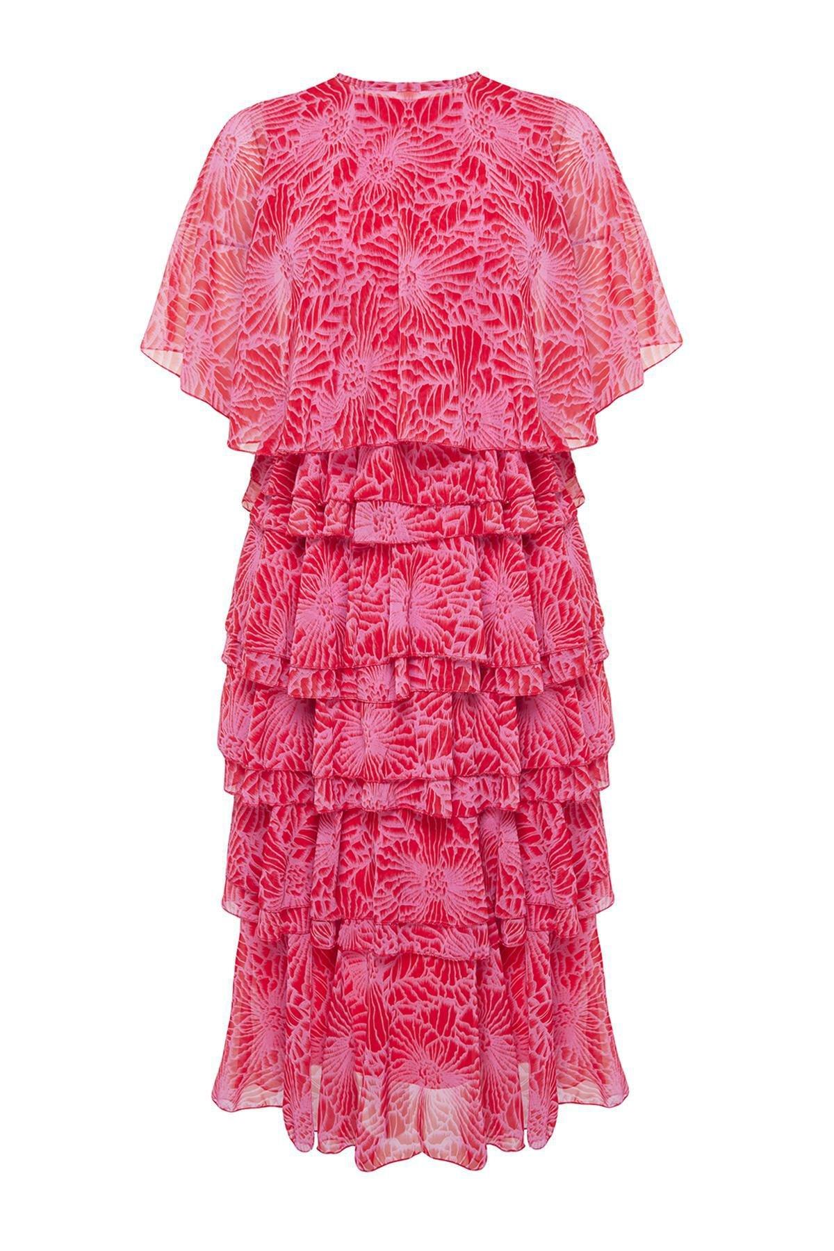 Pink Floral Skirt Layered Occasion Wear Dress, , large image number 5