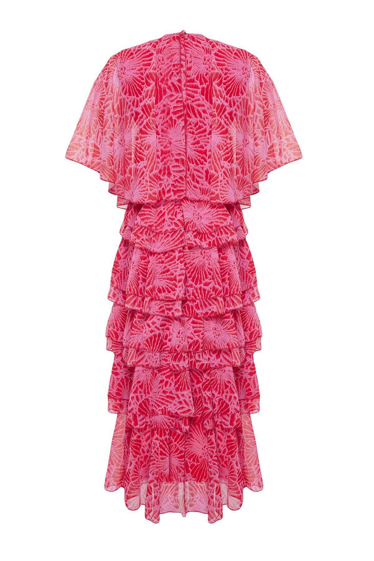 Pink Floral Skirt Layered Occasion Wear Dress, , large image number 6