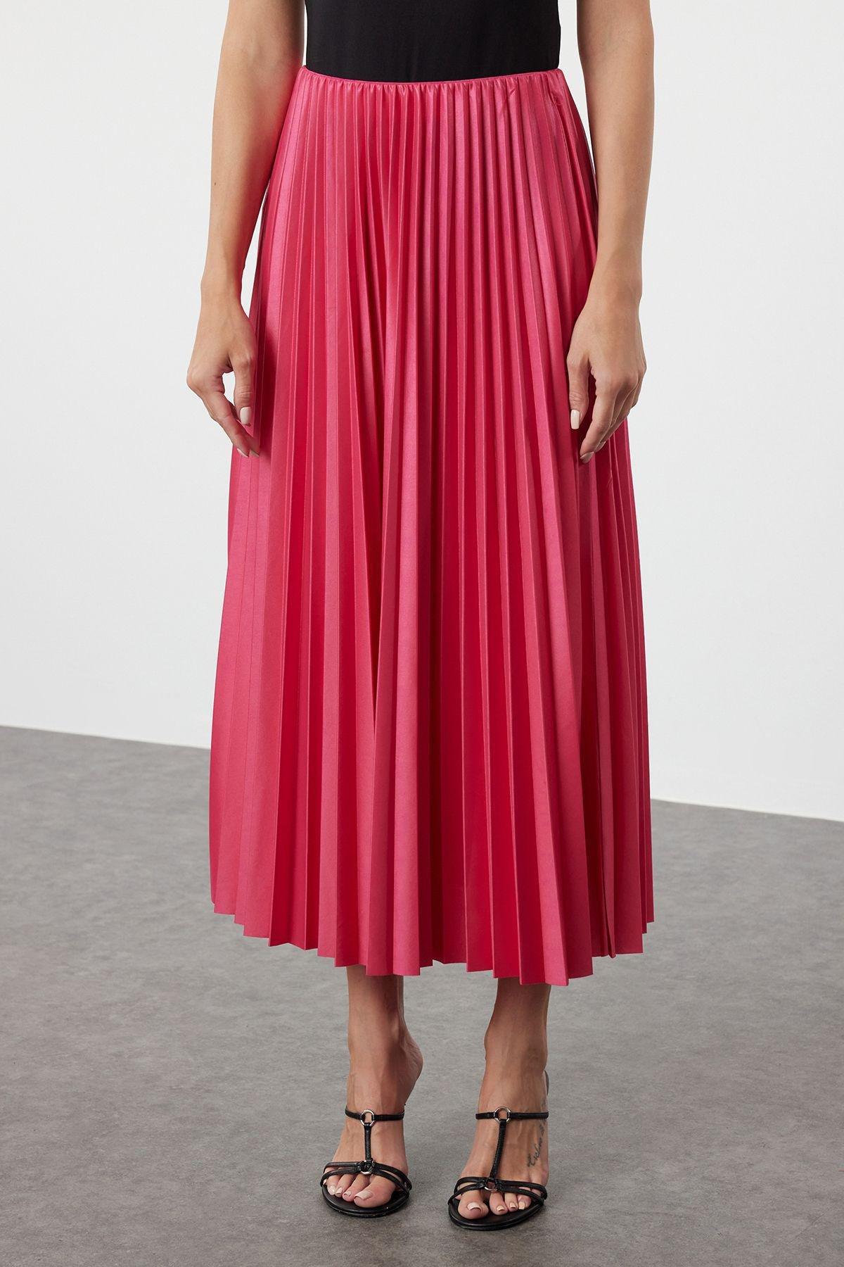 Fuchsia Pleated Animal Print Skirt TWOSS24ET00041, , large image number 3