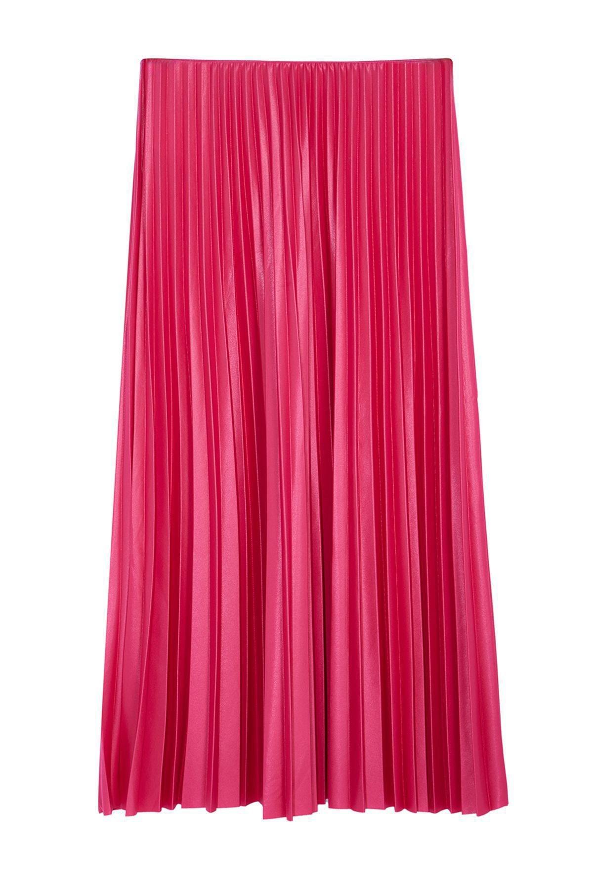 Fuchsia Pleated Animal Print Skirt TWOSS24ET00041, , large image number 5