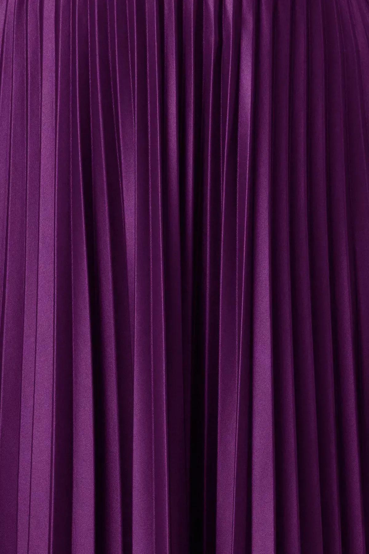 Purple Pleated Maxi Skirt, , large image number 1
