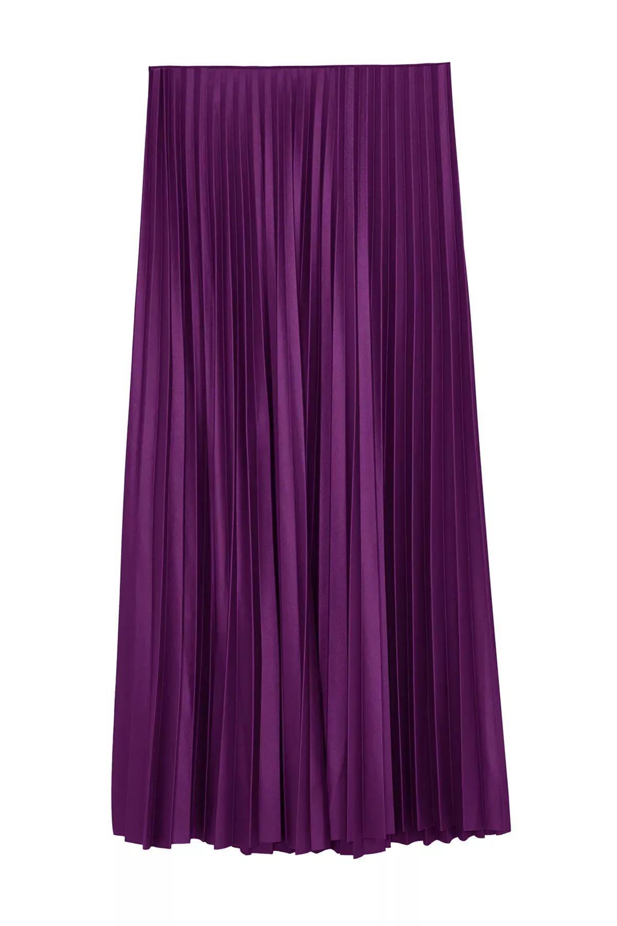 Purple Pleated Maxi Skirt, , large image number 5