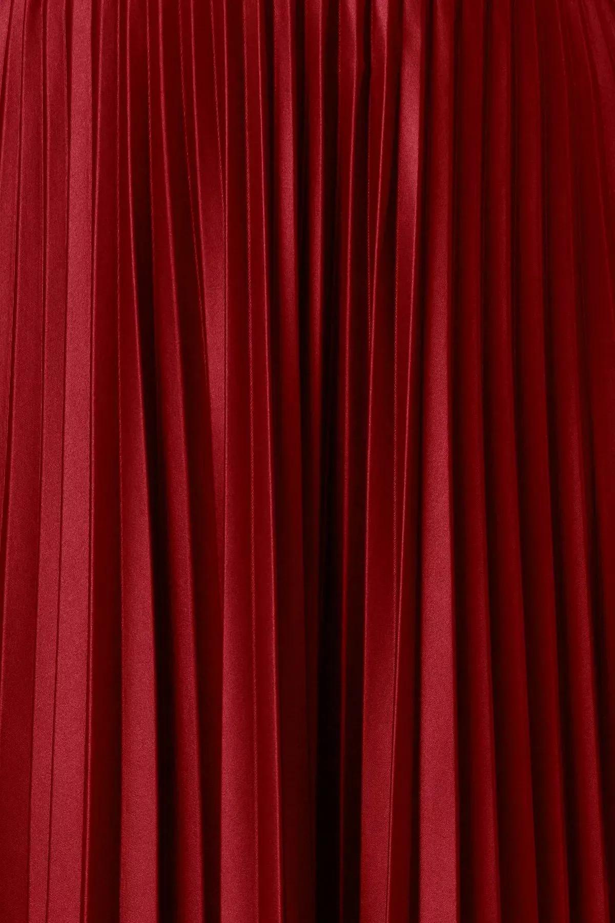 Burgundy Pleated Maxi Skirt, , large image number 2