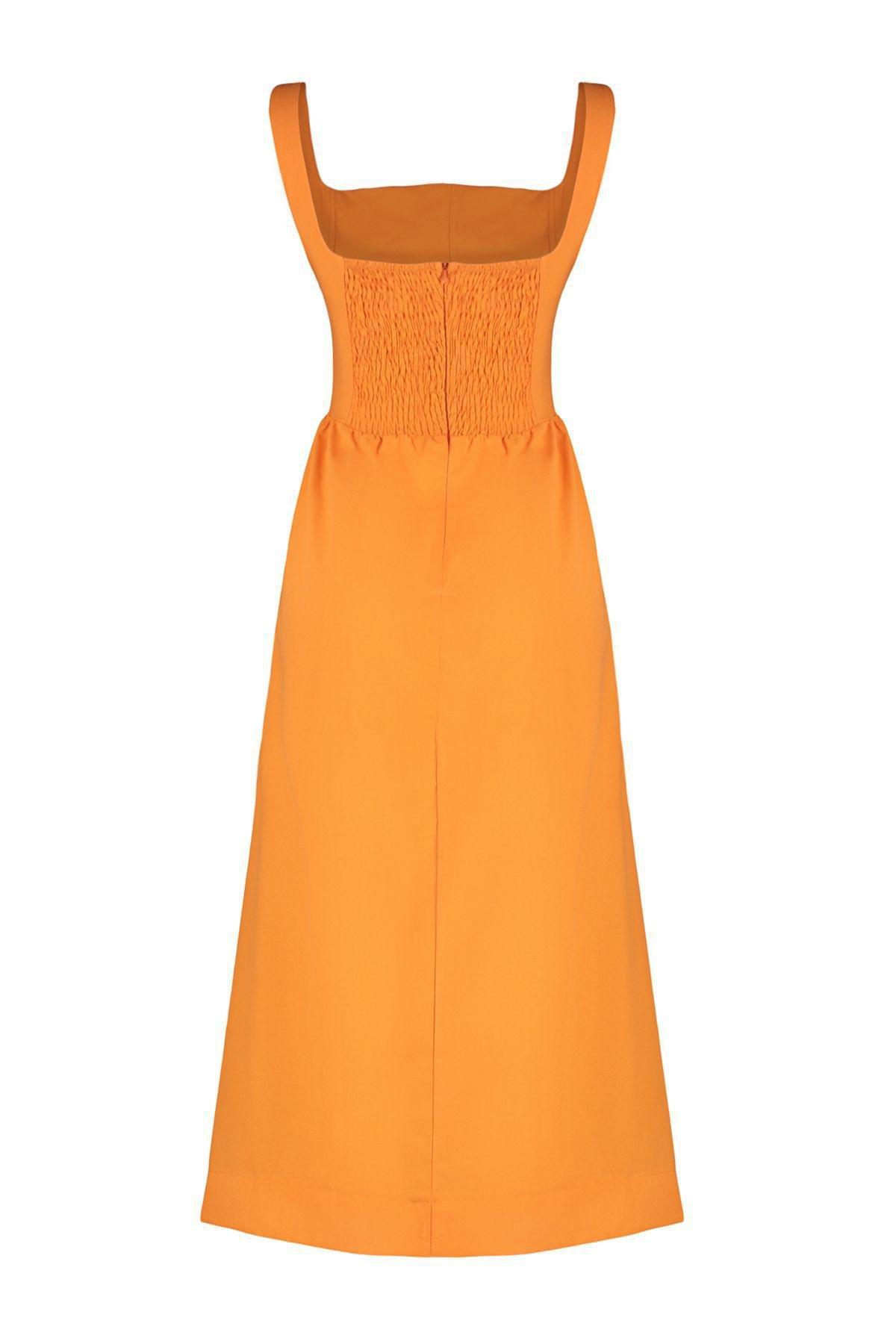 Orange Midi Corset Dress TWOSS24EL00038, , large image number 4