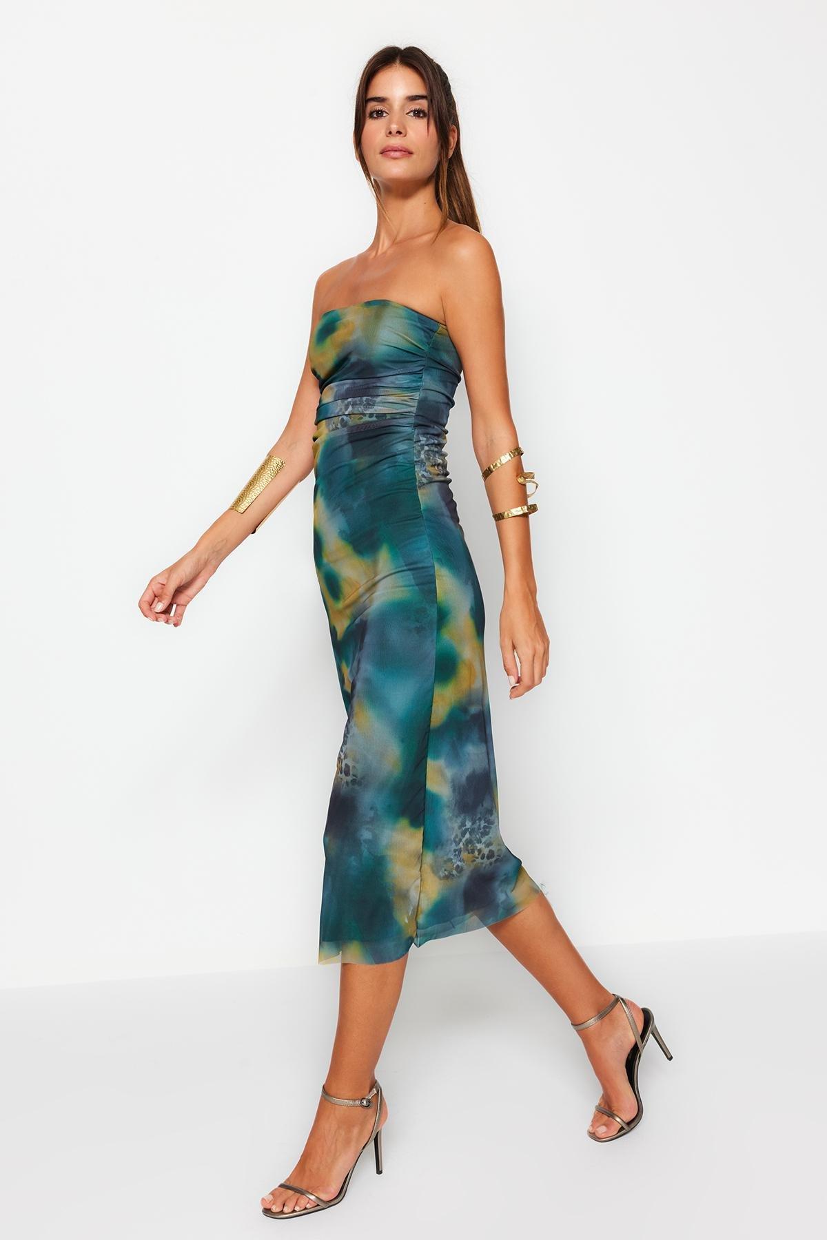 Multicolour Fitted Tulle Occasionwear Dress, , large image number 1