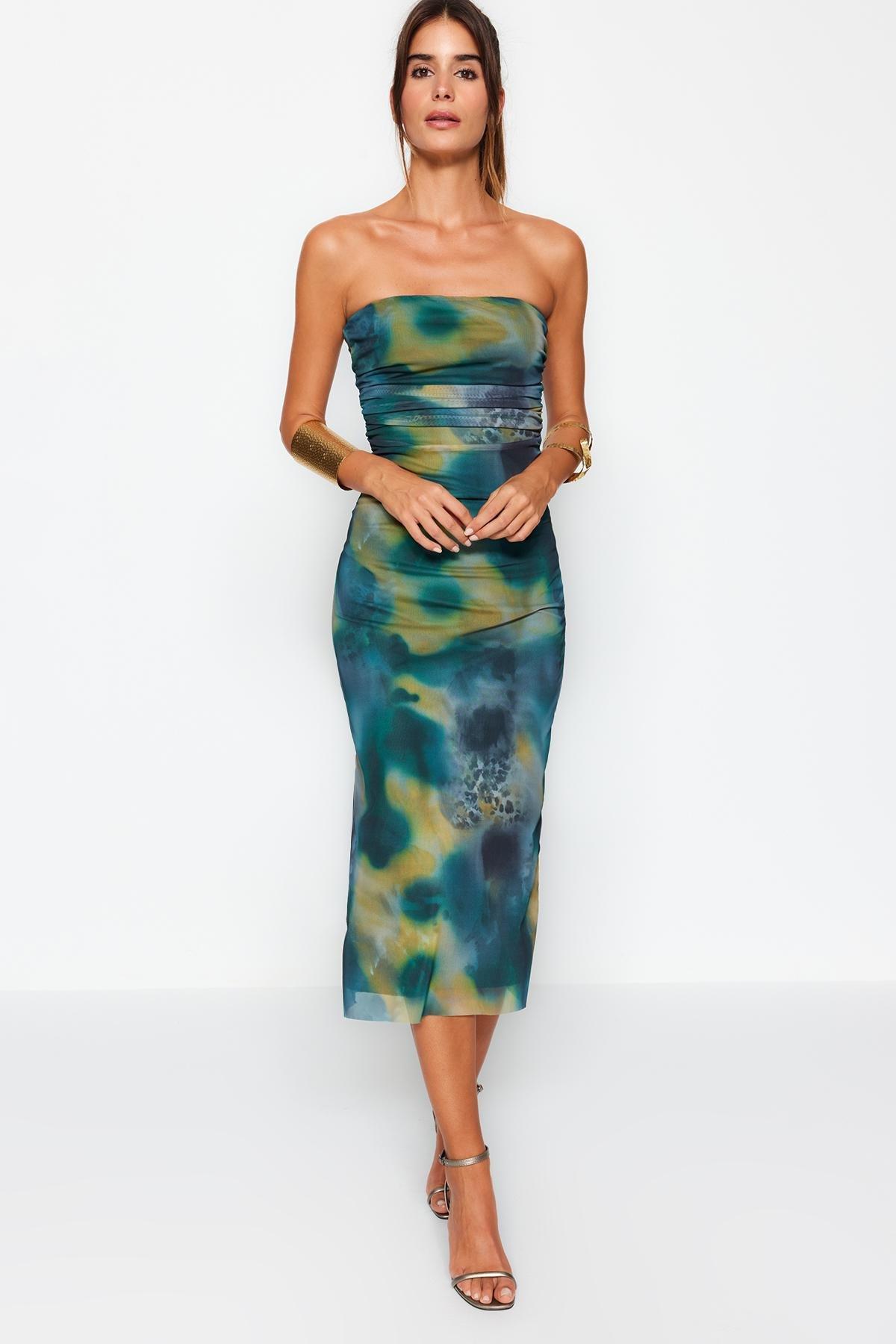 Multicolour Fitted Tulle Occasionwear Dress, , large image number 2