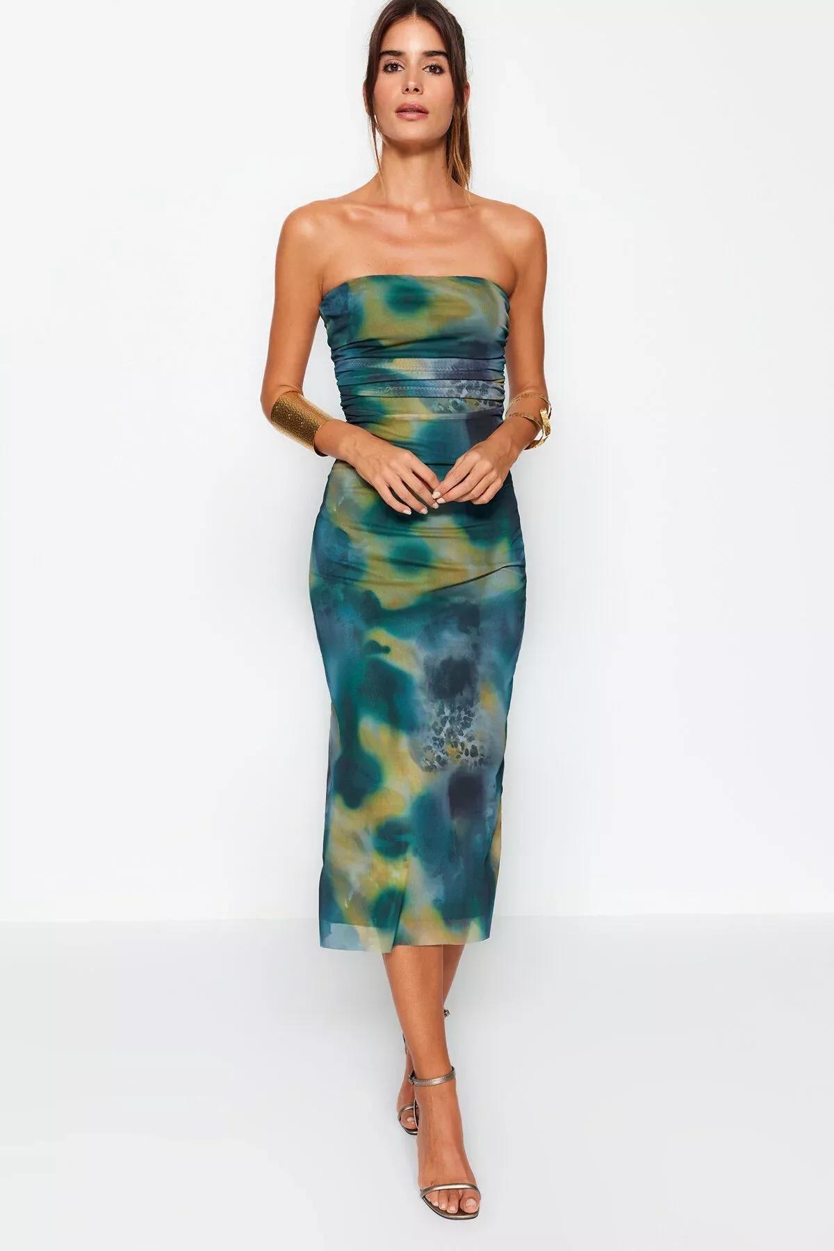 فستان مناسبات بقصة ضيقة من التول، ألوان متعددة, C101_1704, large image number 2