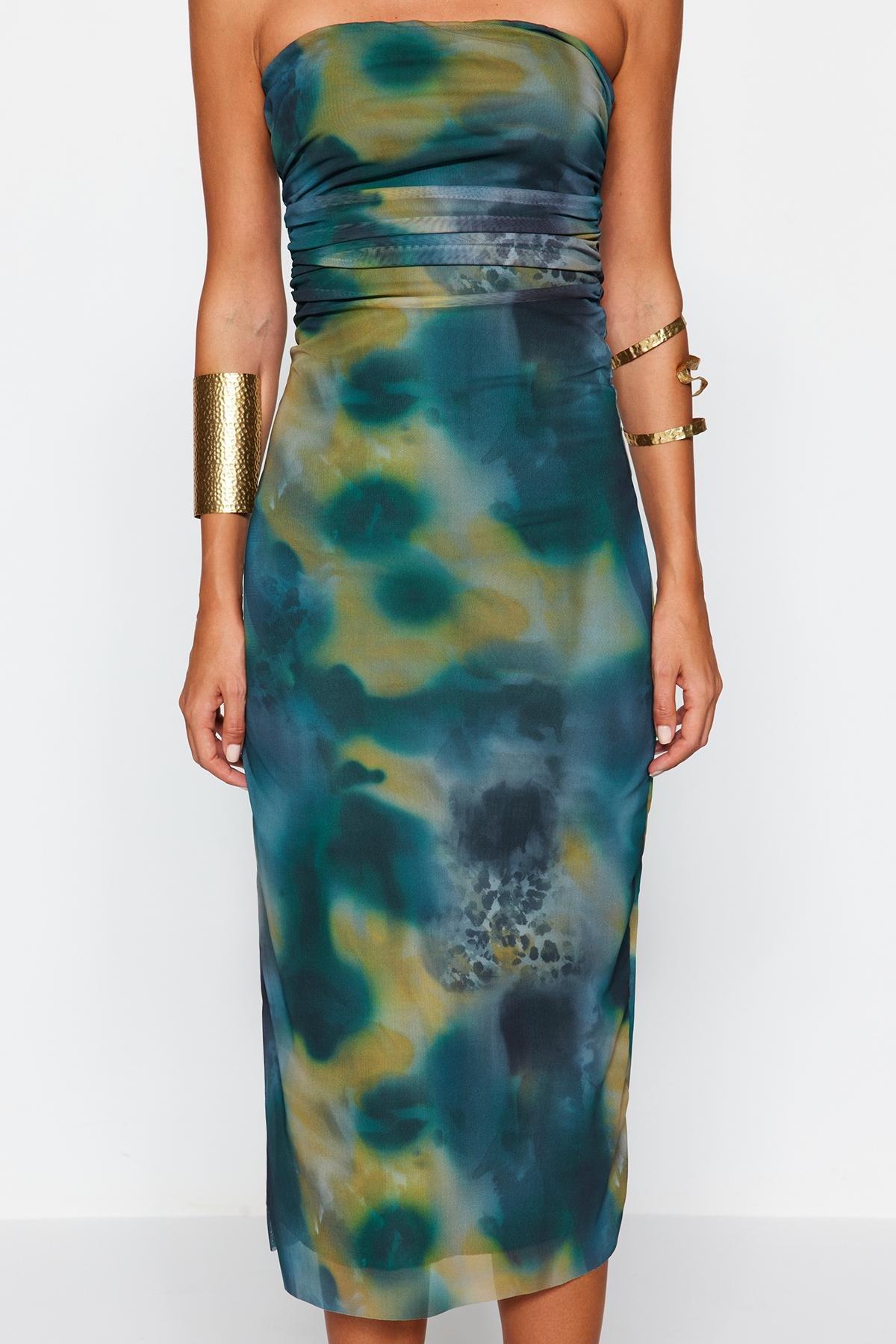 Multicolour Fitted Tulle Occasionwear Dress, , large image number 3