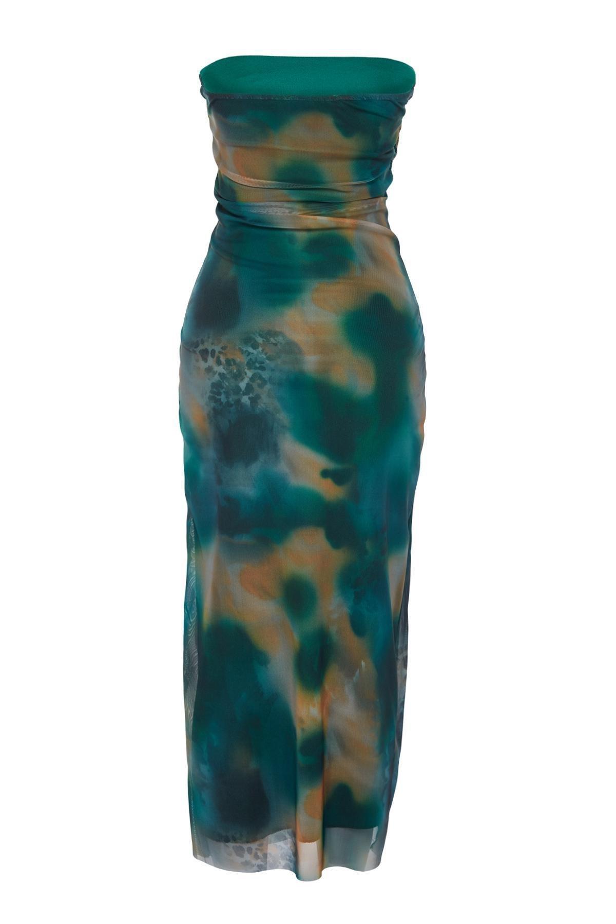 Multicolour Fitted Tulle Occasionwear Dress, , large image number 6