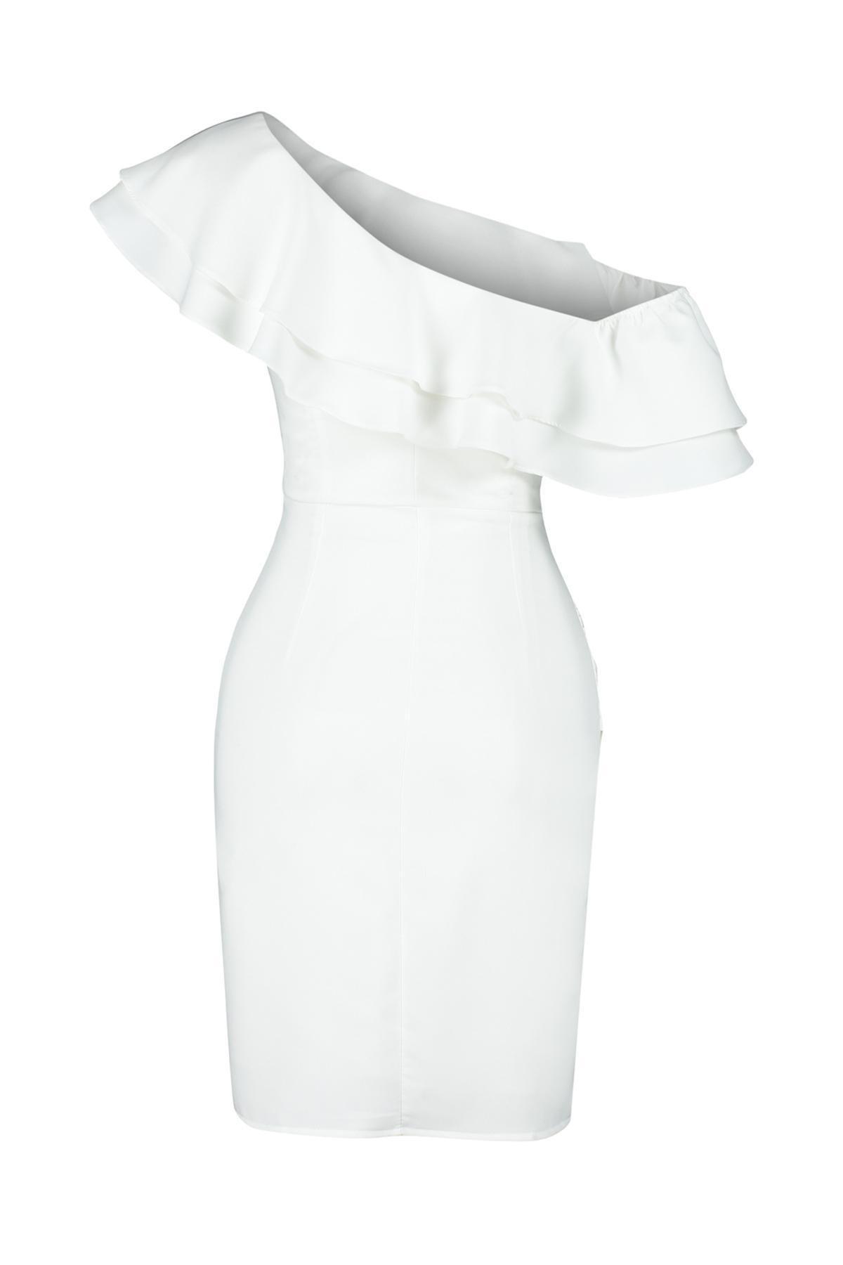 White Flounce Elegant Occasionwear Dress, , large image number 7