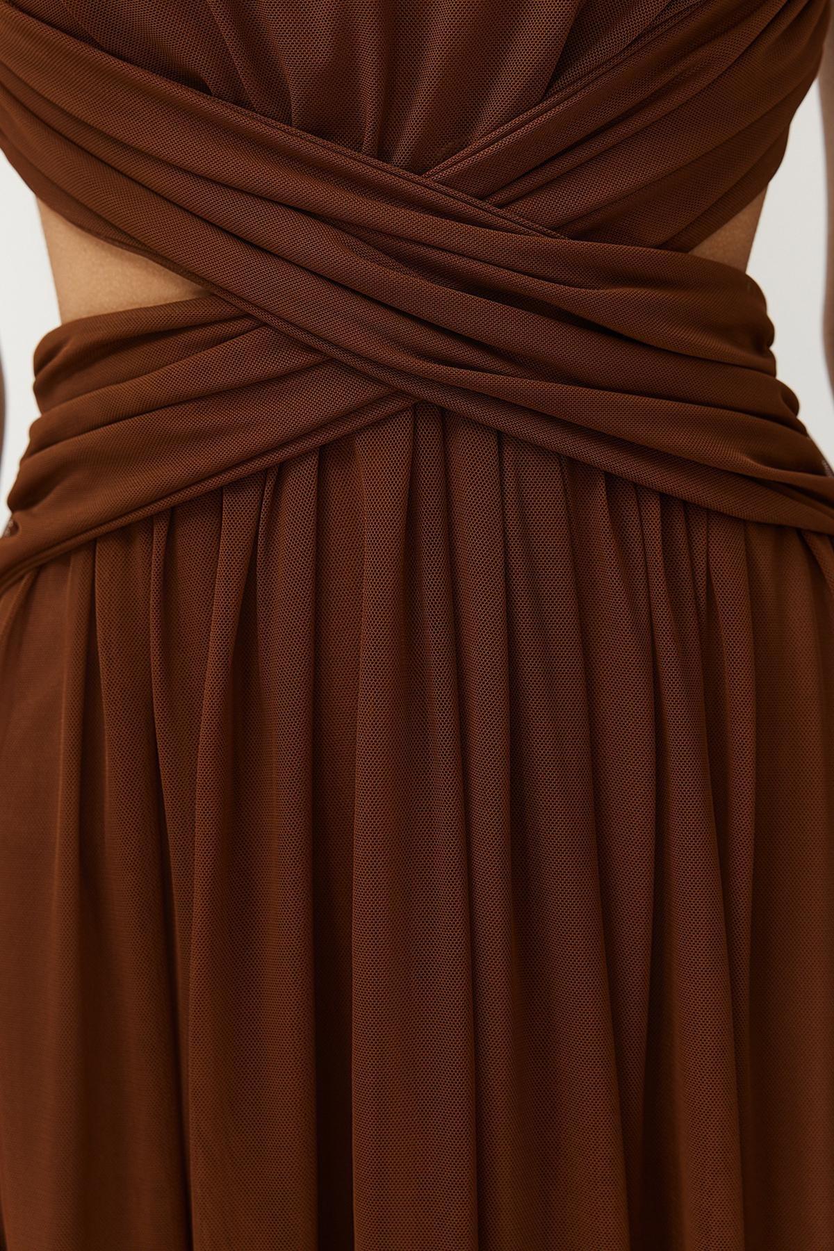Brown Detailed Knitted Dress, , large image number 4