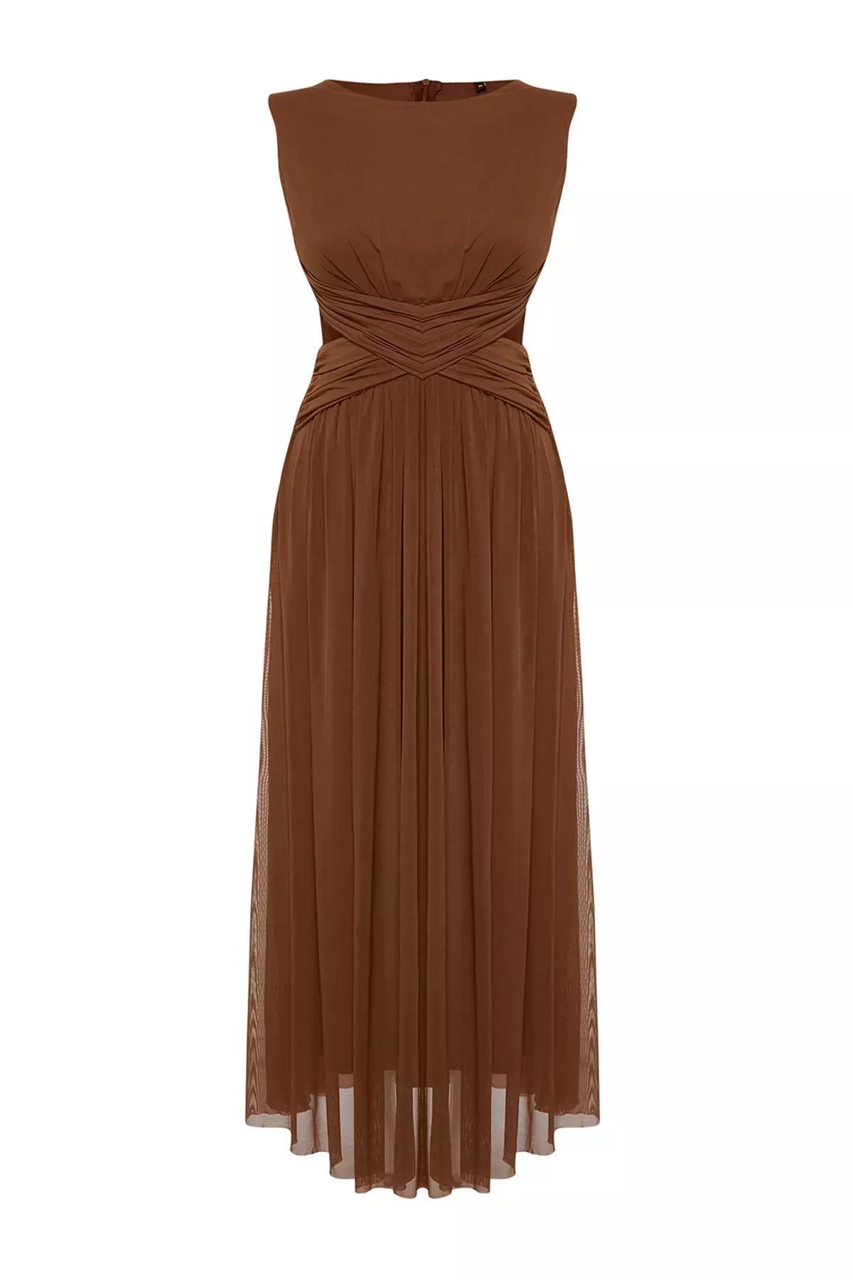فستان من قماش التول، بني, Brown, large image number 5