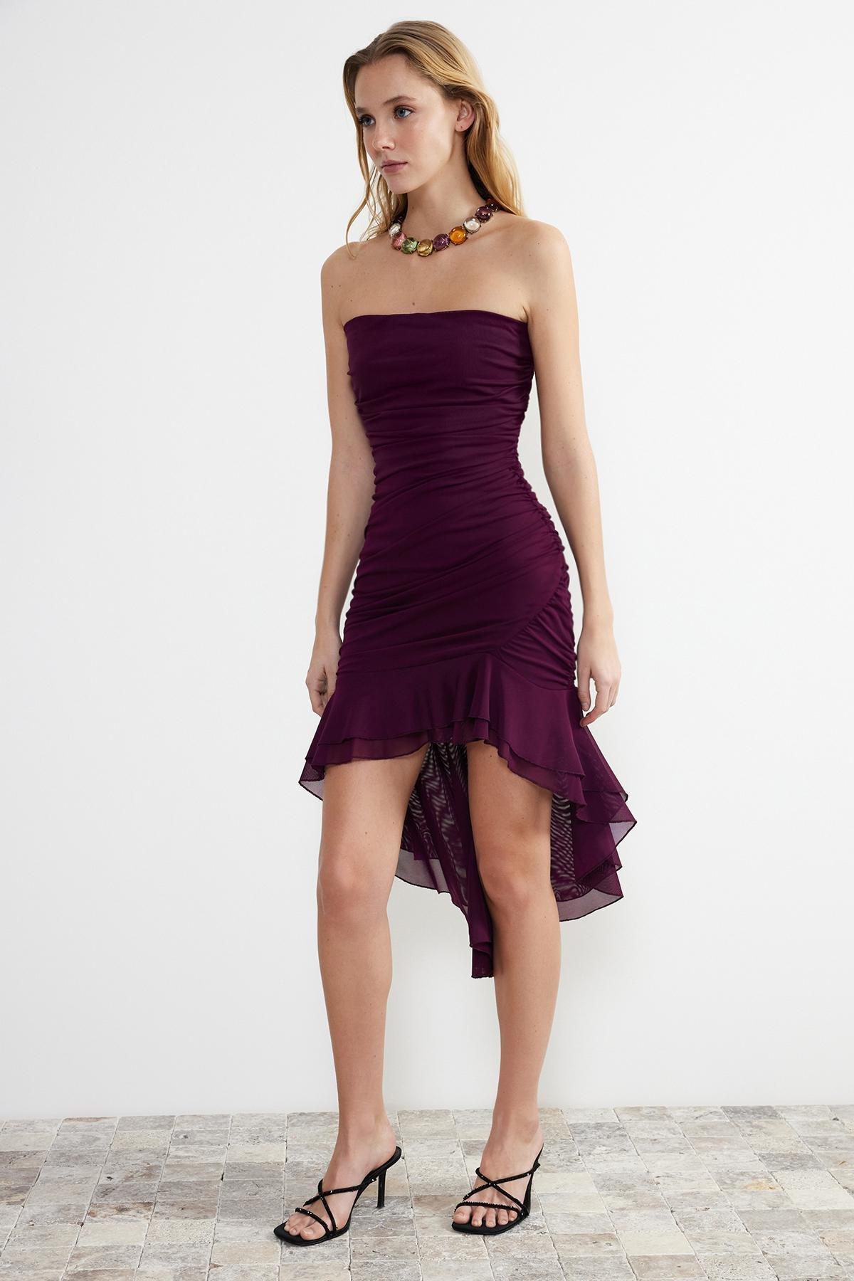 Purple Knitted Elegant Evening Dress, , large image number 1