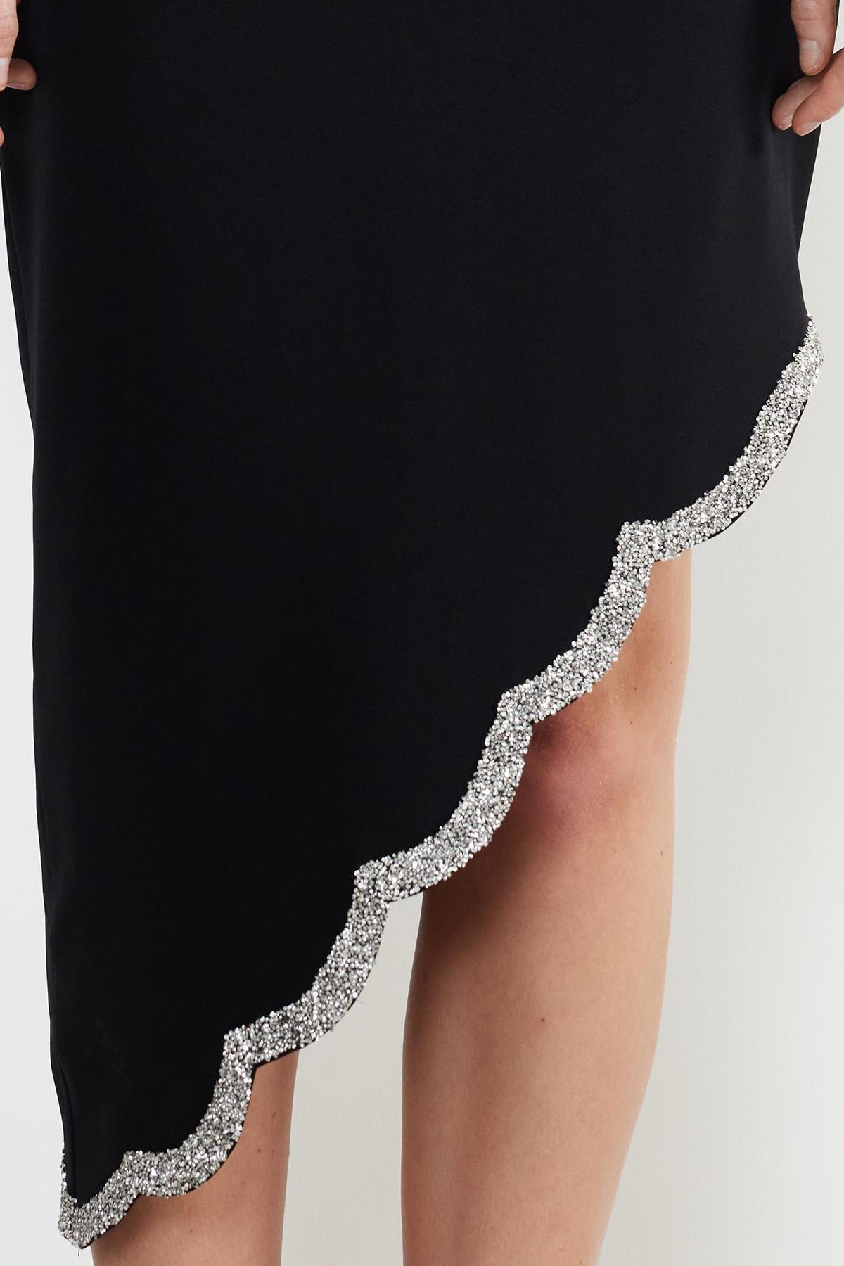 Black Elegant Fitted Evening Dress, , large image number 4
