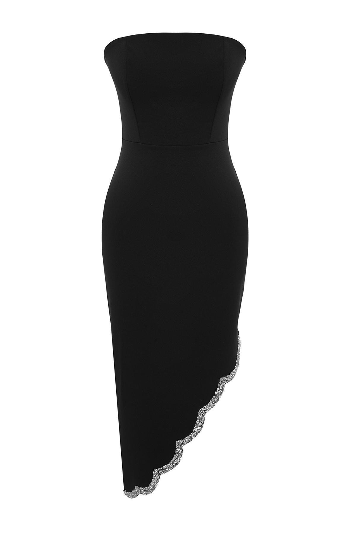 Black Elegant Fitted Evening Dress, , large image number 5