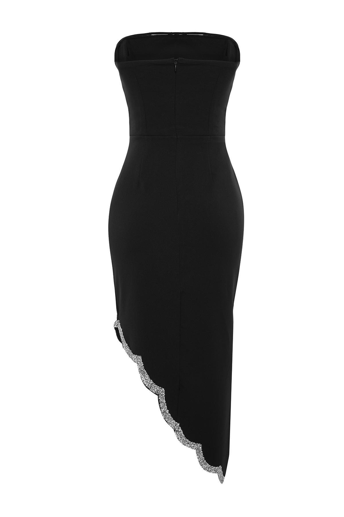 Black Elegant Fitted Evening Dress, , large image number 6
