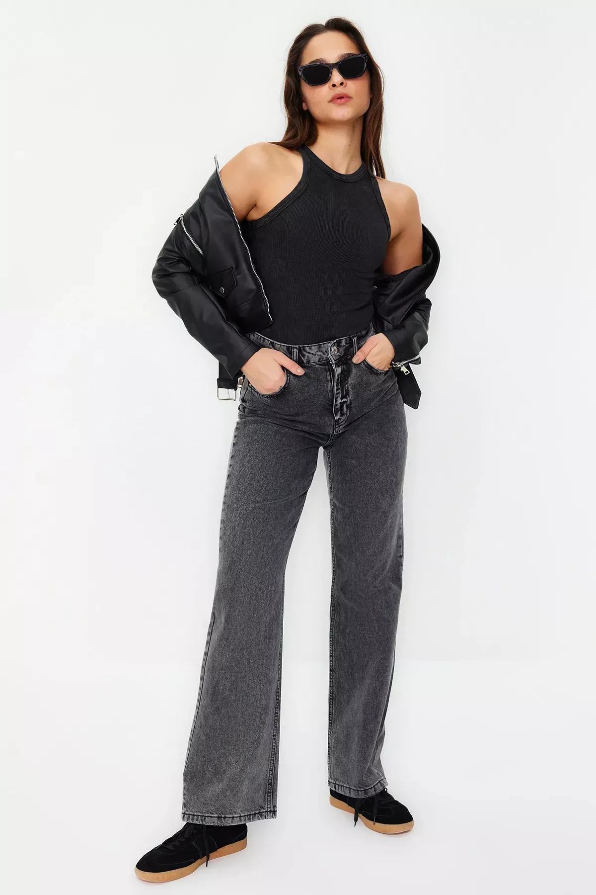 Grey Faded Effect Ribbed Knitted Undershirt, Anthracite, medium